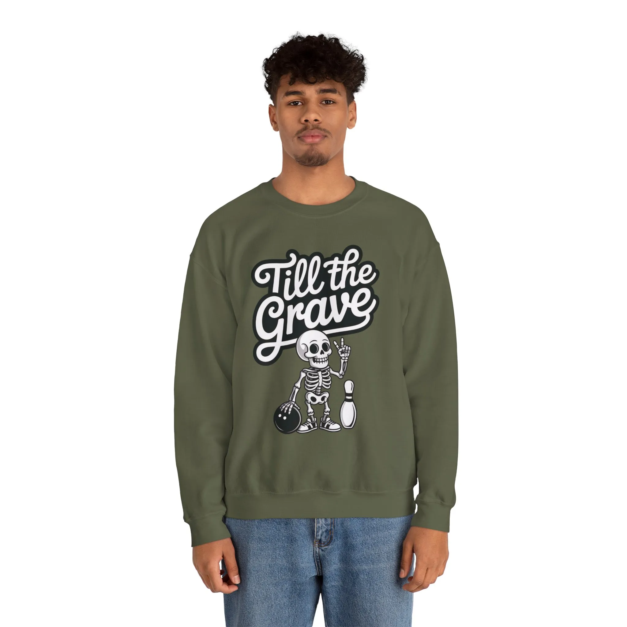 Funny Skeleton Bowling Mens Pullover, Halloween Apparel, Funny Skeleton Bowling Shirt, Casual Mens Crewneck, Cool Bowler Skull Crewneck - Image 8