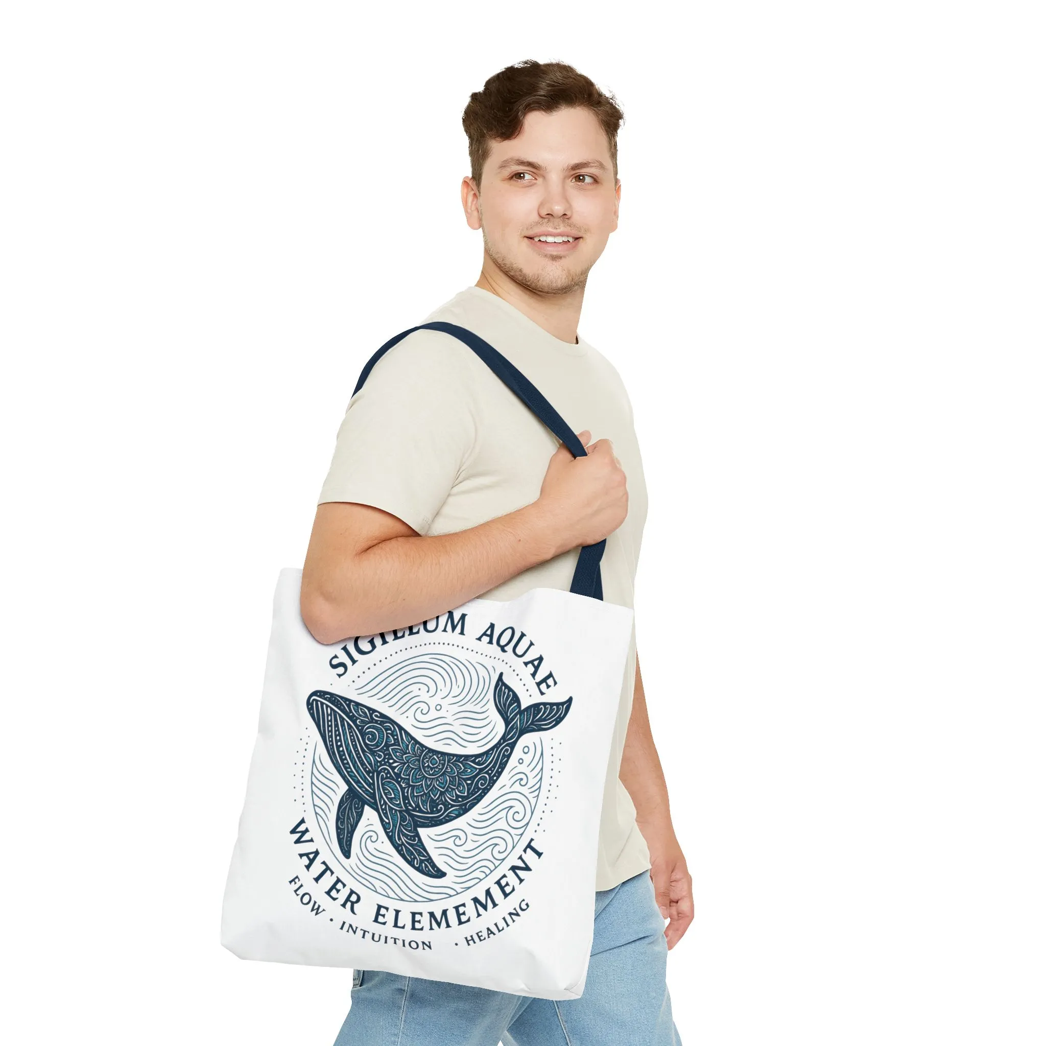 Whale Water Element Tote Bag: Spiritual Gift, Eco-Friendly, Beach Bag, Yoga Accessories, Meditation Essentials, Weekender Bag, Large Bag - Image 3