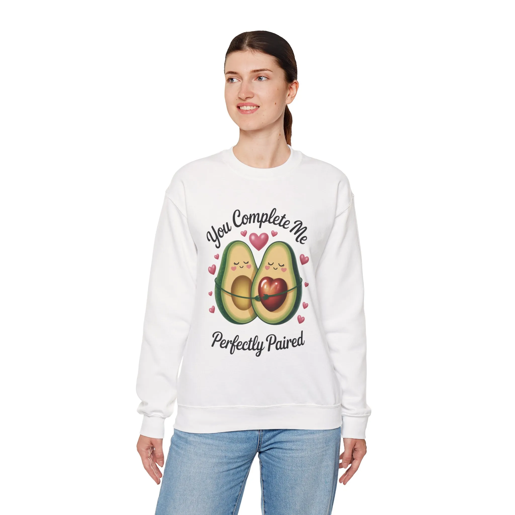 Cute Avocado Love Crewneck Sweatshirt, Sweatshirt for Couples, Perfect Gift for Valentines Day, Cozy Apparel, Avocado Lover Gift - Image 6