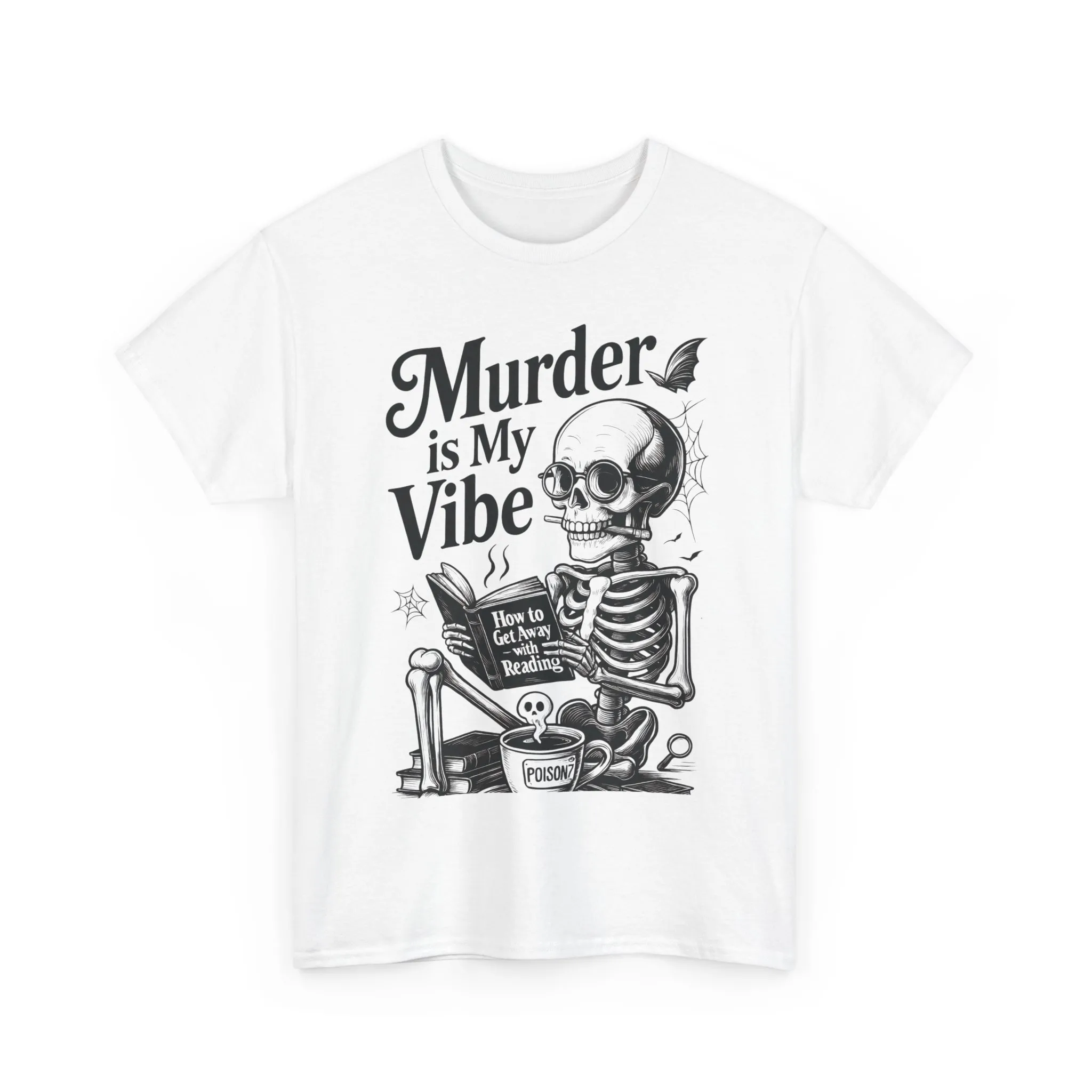 Womens Heavy Cotton Tee - "Murder is My Vibe" Graphic Shirt for Ghoulish Vibes, Halloween Fun, Spooky Season, Casual Wear, Gift for [...] - Image 13