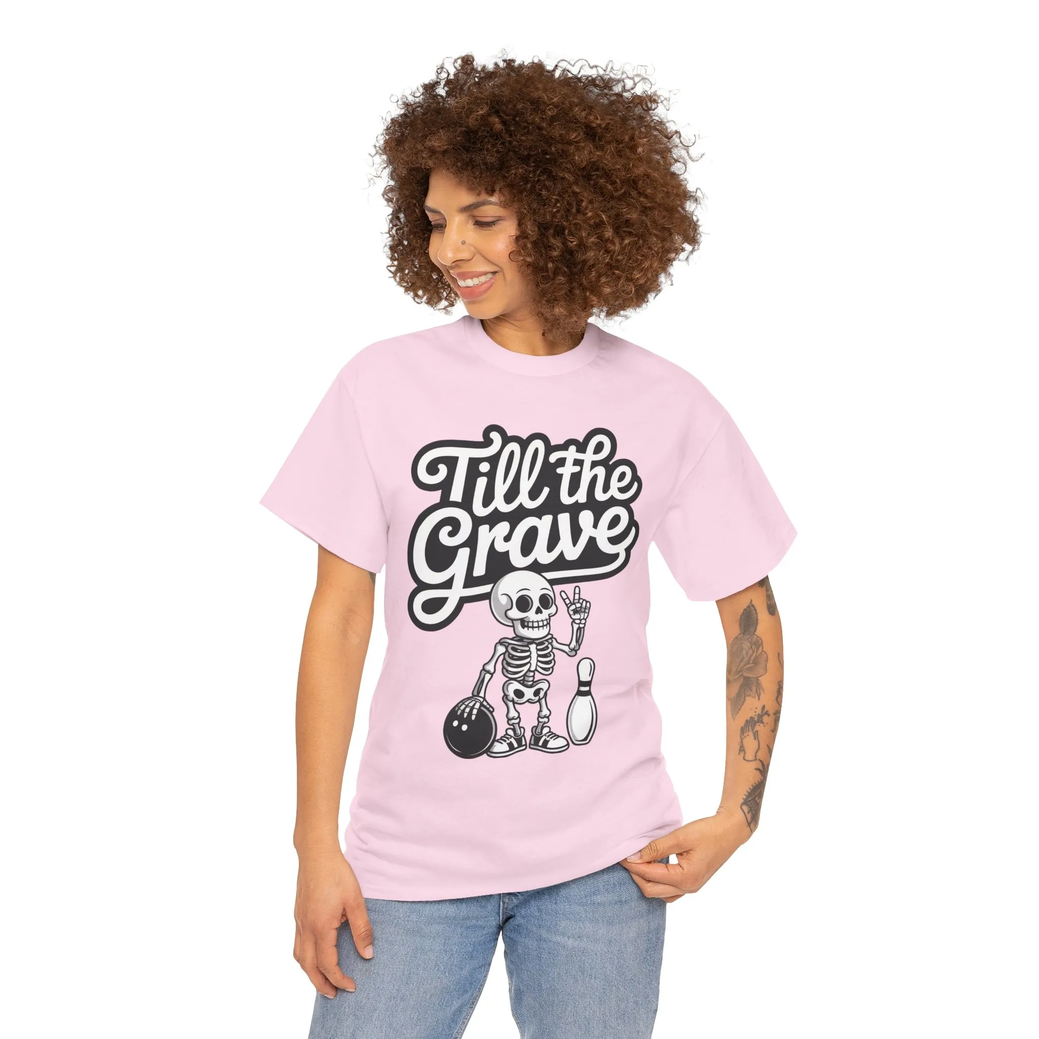 Funny Skeleton Bowling Womens Tee, Till the Grave, Funny Shirt, Halloween Gift, Skull Graphic, Casual Wear, Sporty Style - Image 23