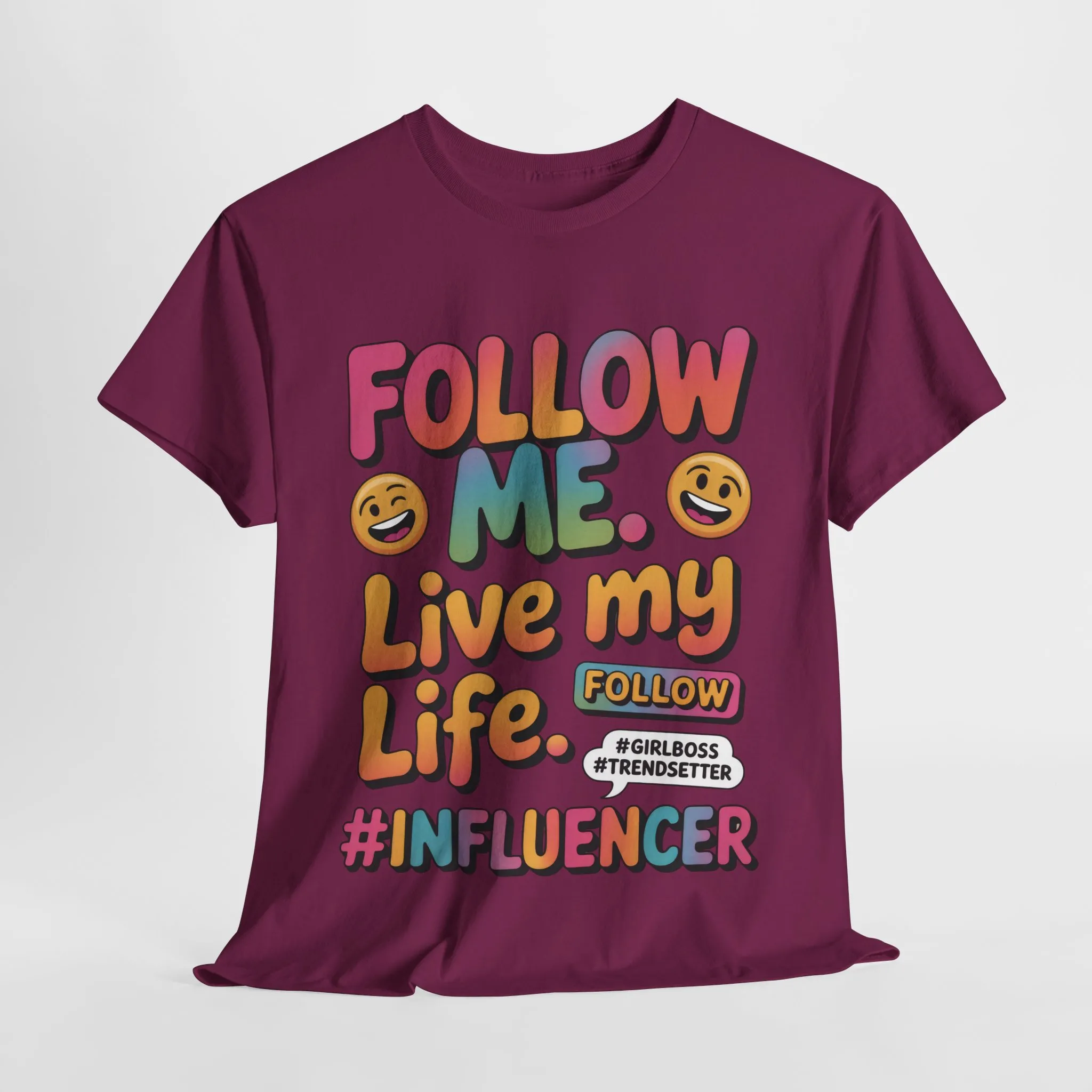 Womens Heavy Cotton Tee, Influencer Graphic Tee, Follow Me Live My Life Shirt, Colorful Trendy GirlBoss T-Shirt, Trendsetter Summer Wear - Image 34