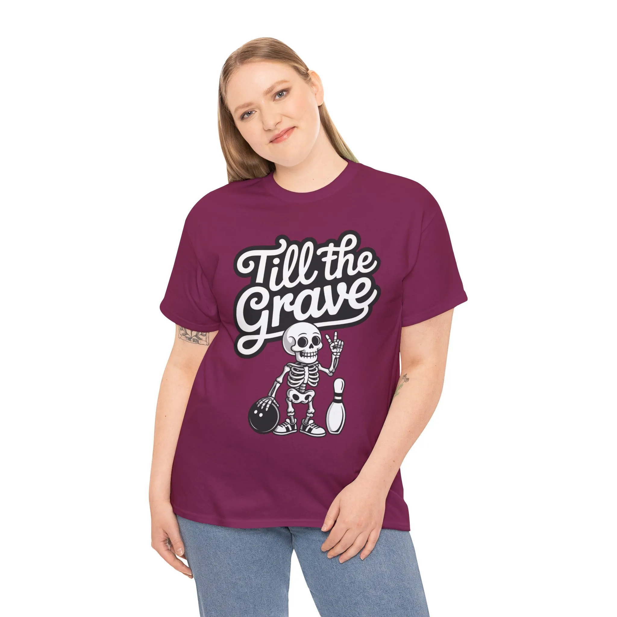 Funny Skeleton Bowling Womens Tee, Till the Grave, Funny Shirt, Halloween Gift, Skull Graphic, Casual Wear, Sporty Style - Image 27