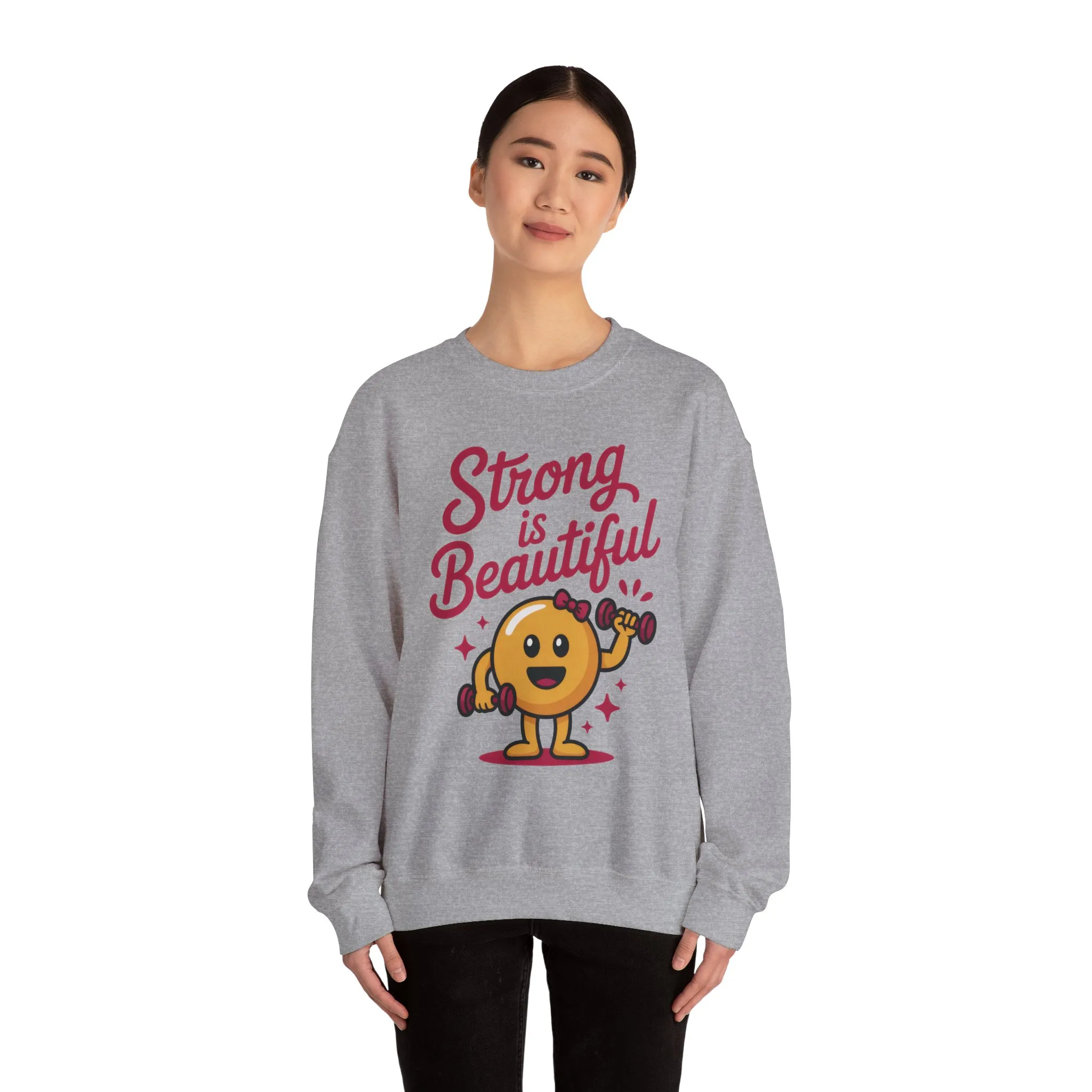Strong is Beautiful Womens Crewneck Sweatshirt, Cute Fitness Graphic Pullover, Gym and Workout Motivation Sweater, Gift for Fitness Lovers - Image 11