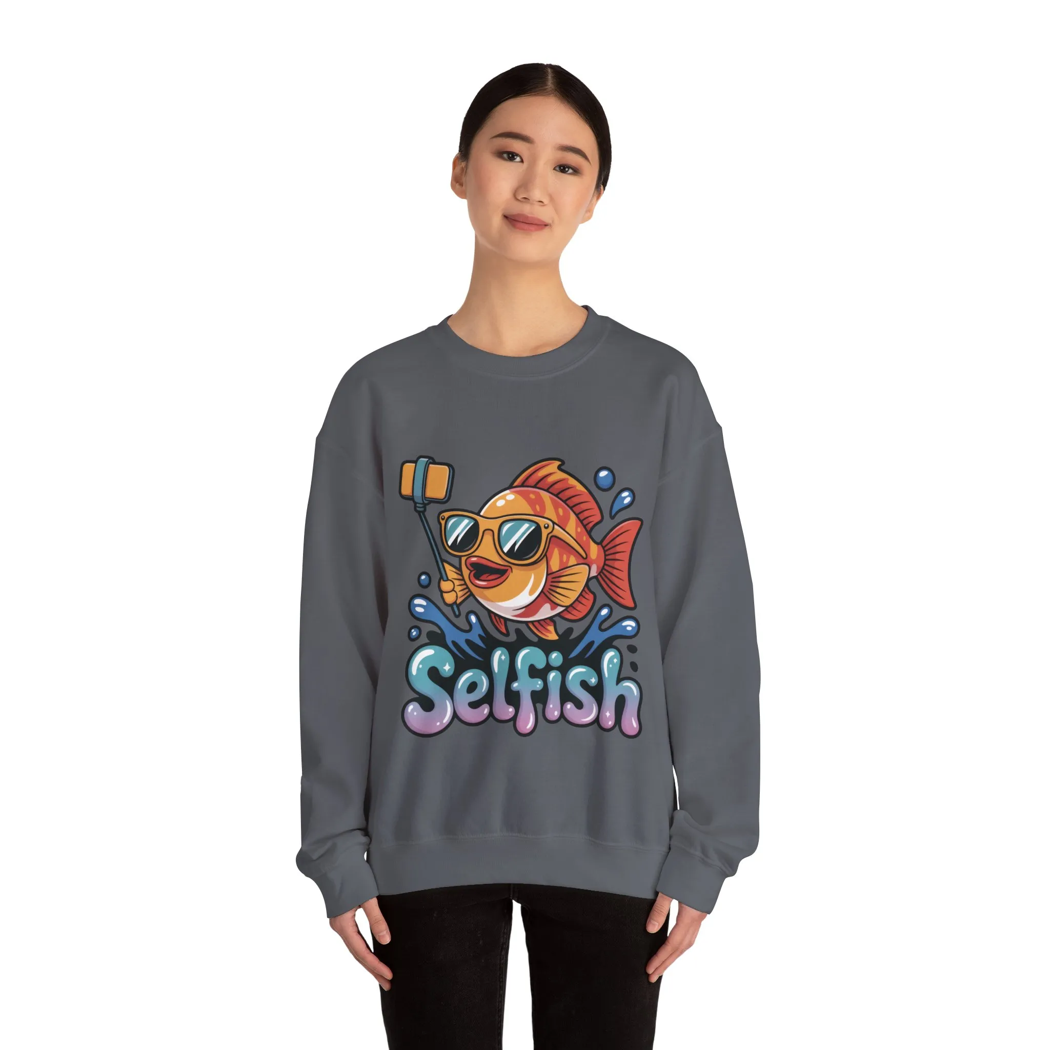 Selfish Womens Sweatshirt, Funny Selfie Pullover, Cute Ocean Pun Sweater, Playful Sea Life Gift, Fun Gift for Fish Lovers, Fishing Apparel - Image 14