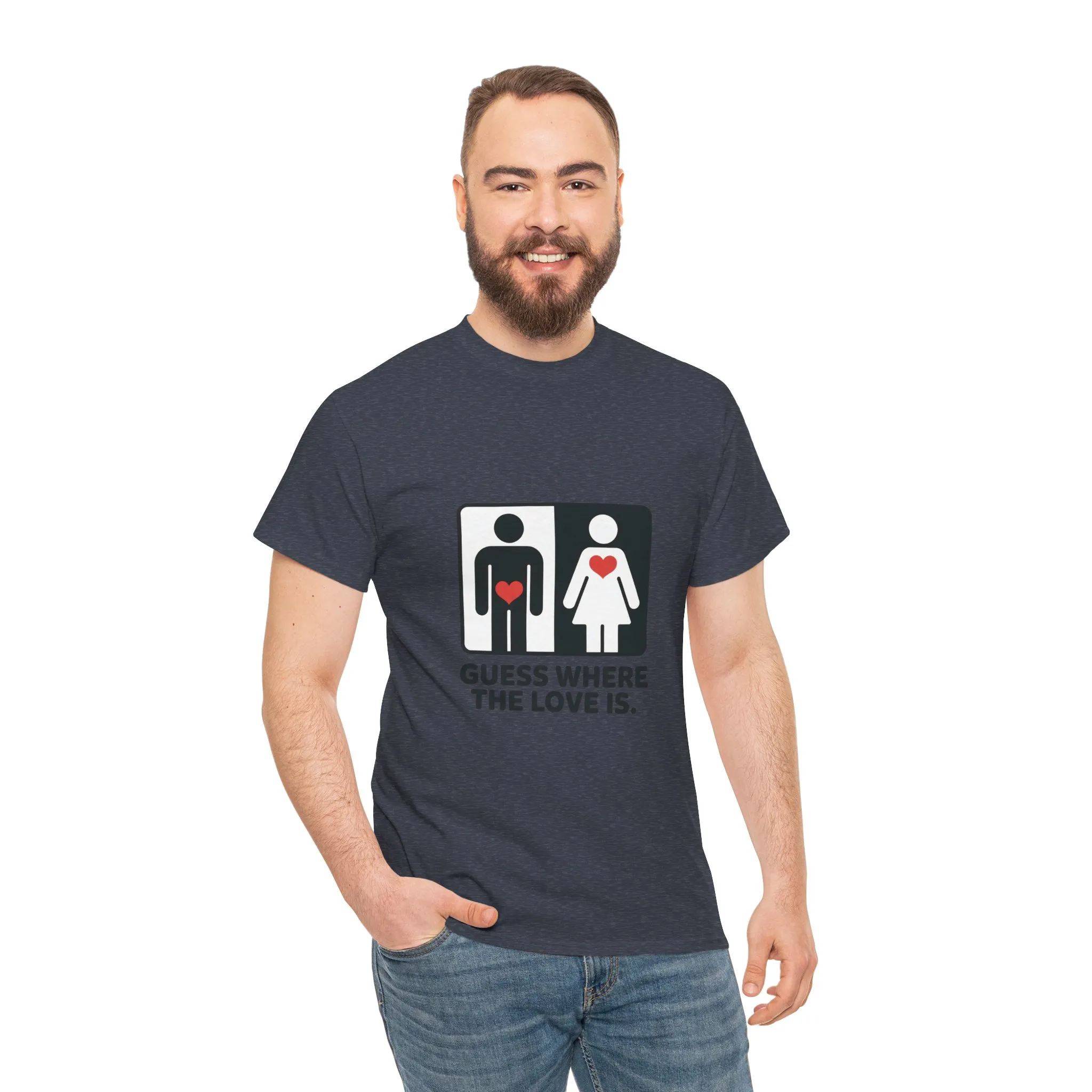 Guess Where The Love Is Mens Tee, Funny Couples Gift, Valentines Day Apparel, Relationship Humor Shirt, Graphic Tee for Him, Bold Love Joke Shirt - Image 35