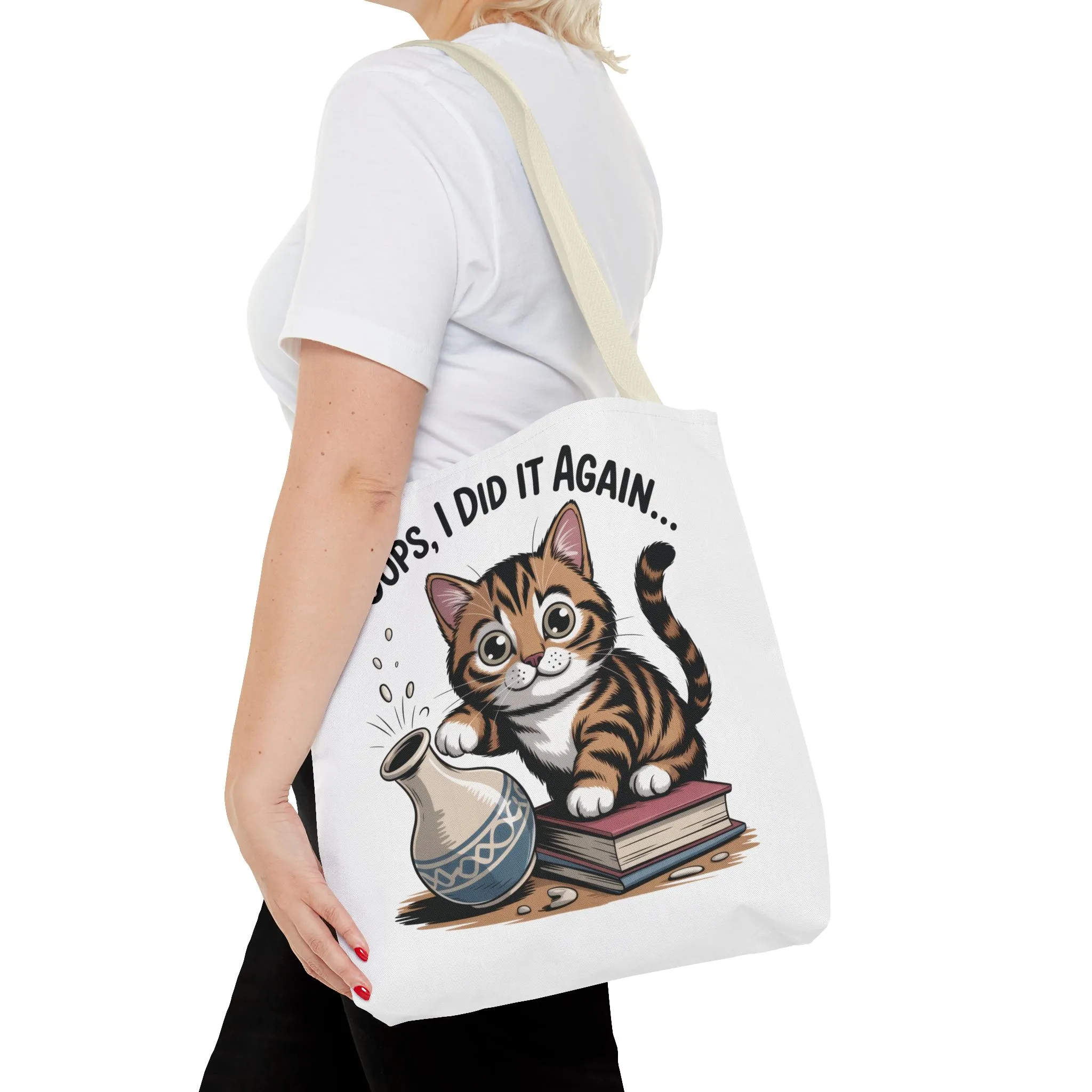 Cat-Themed Tote Bag, "Oops, I Did It Again", Perfect Gift for Cat Lovers, Pet Owners, Birthday, or Everyday Use, Large Tote Bag, beach bag - Image 34