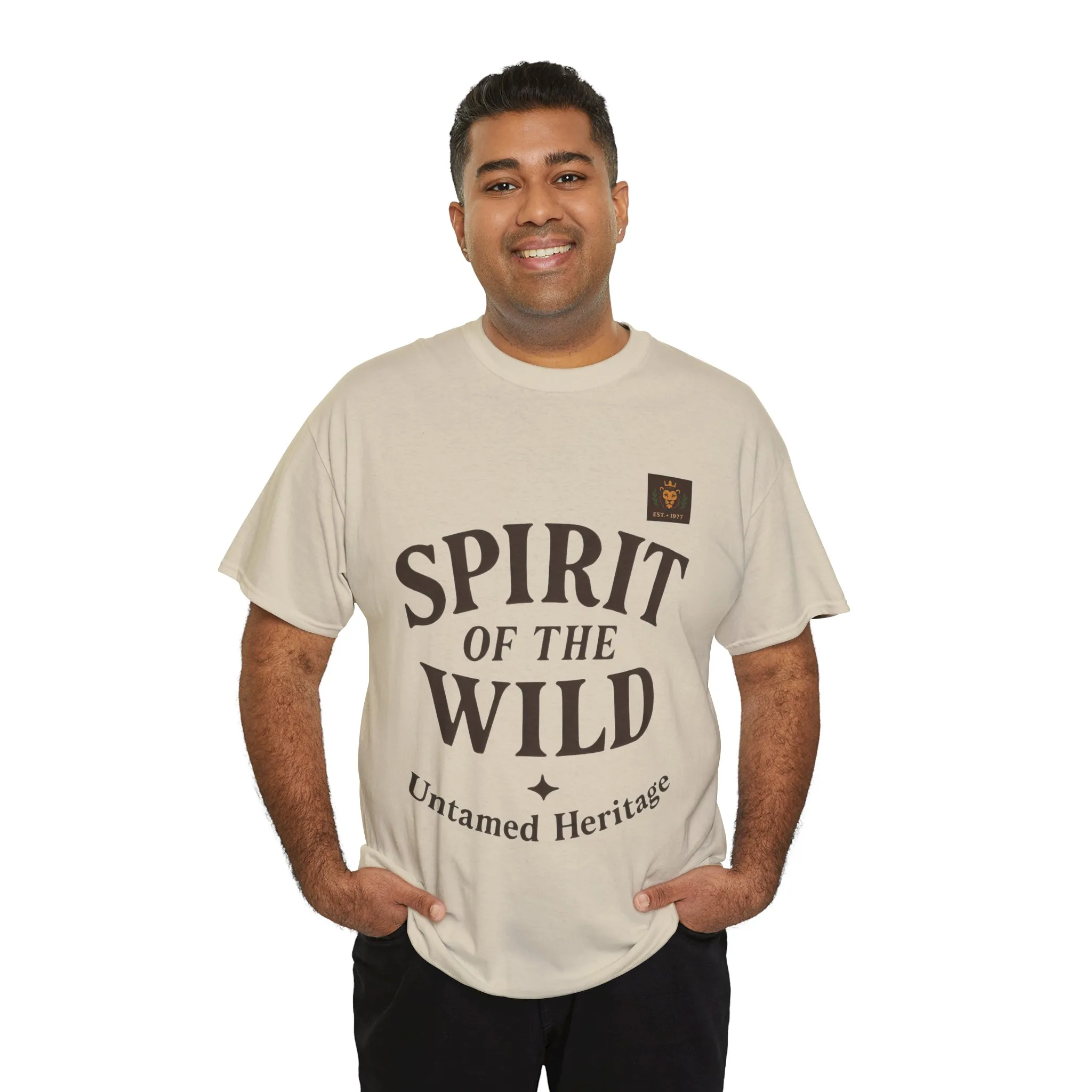 Spirit of the Wild Mens Heavy Cotton Tee, Nature Lover Gift, Outdoor Adventure Shirt, Unisex Tee, Casual Wear, Unique Graphic Apparel