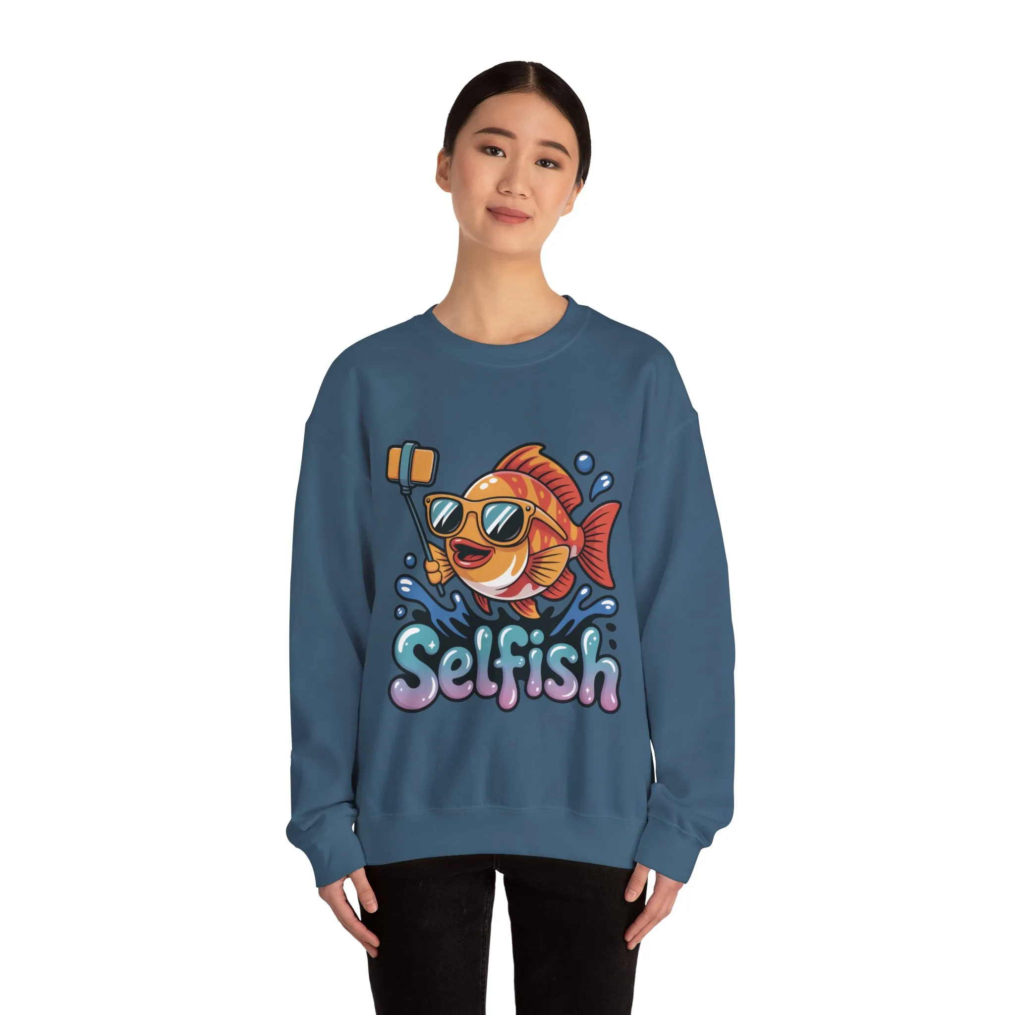 Selfish Womens Sweatshirt, Funny Selfie Pullover, Cute Ocean Pun Sweater, Playful Sea Life Gift, Fun Gift for Fish Lovers, Fishing Apparel - Image 32