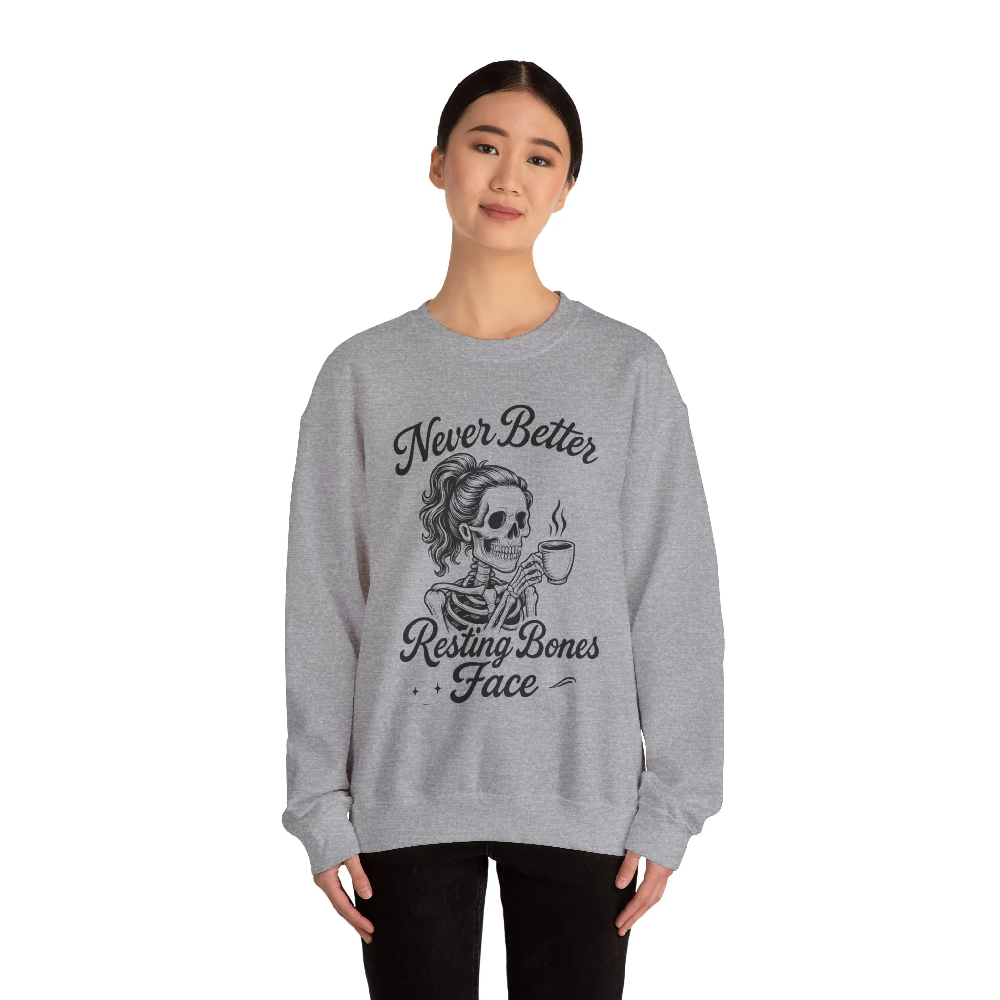 Skull Coffee Lovers Crewneck Sweatshirt, Womens, Perfect for Halloween, Cozy Outfit, Gift for Friends, Relaxing Days, Coffee Enthusiasts - Image 11