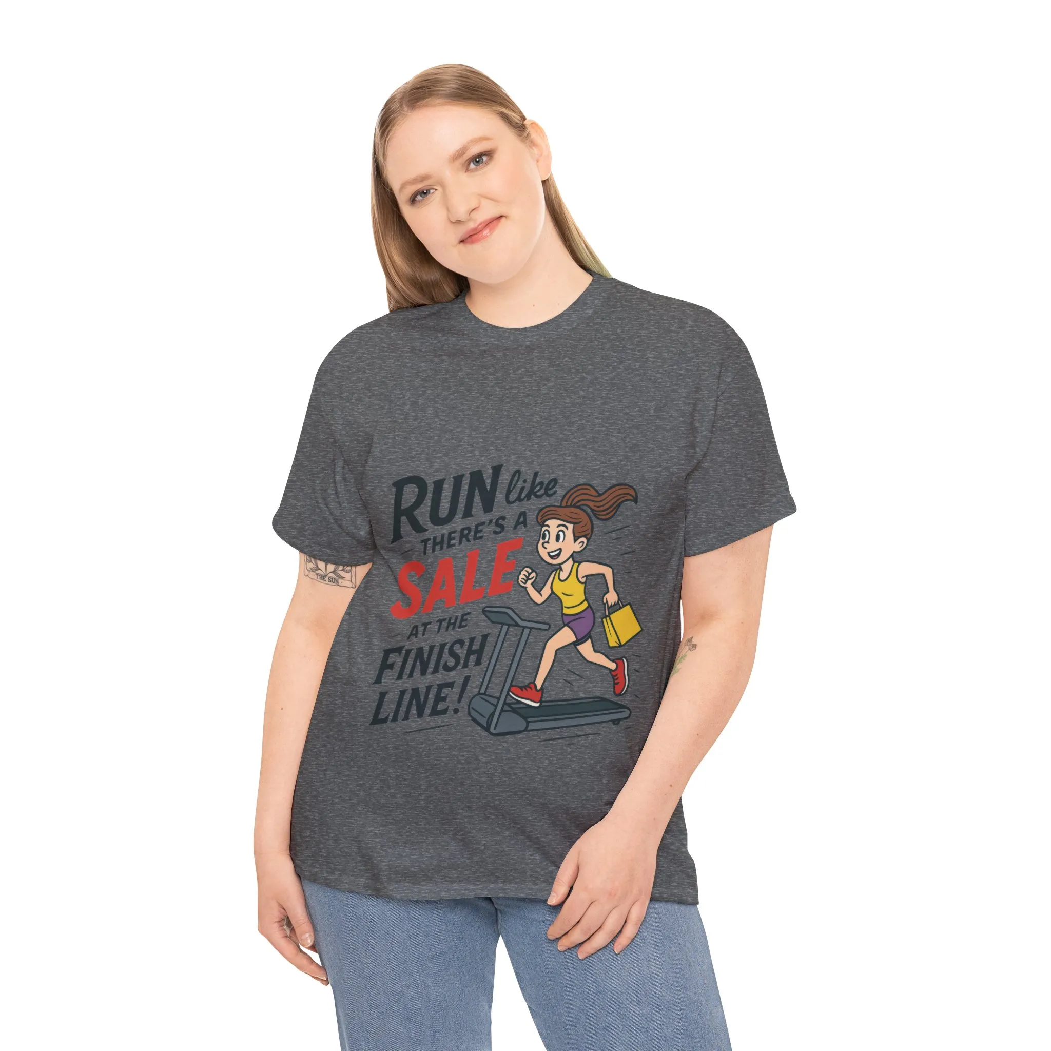 Motivational Fitness Tee, Workout Shirt, Funny Exercise Gym Top, Funny Shopping Tee, Treadmill Runner Shirt for Her, run for sale tee - Image 15