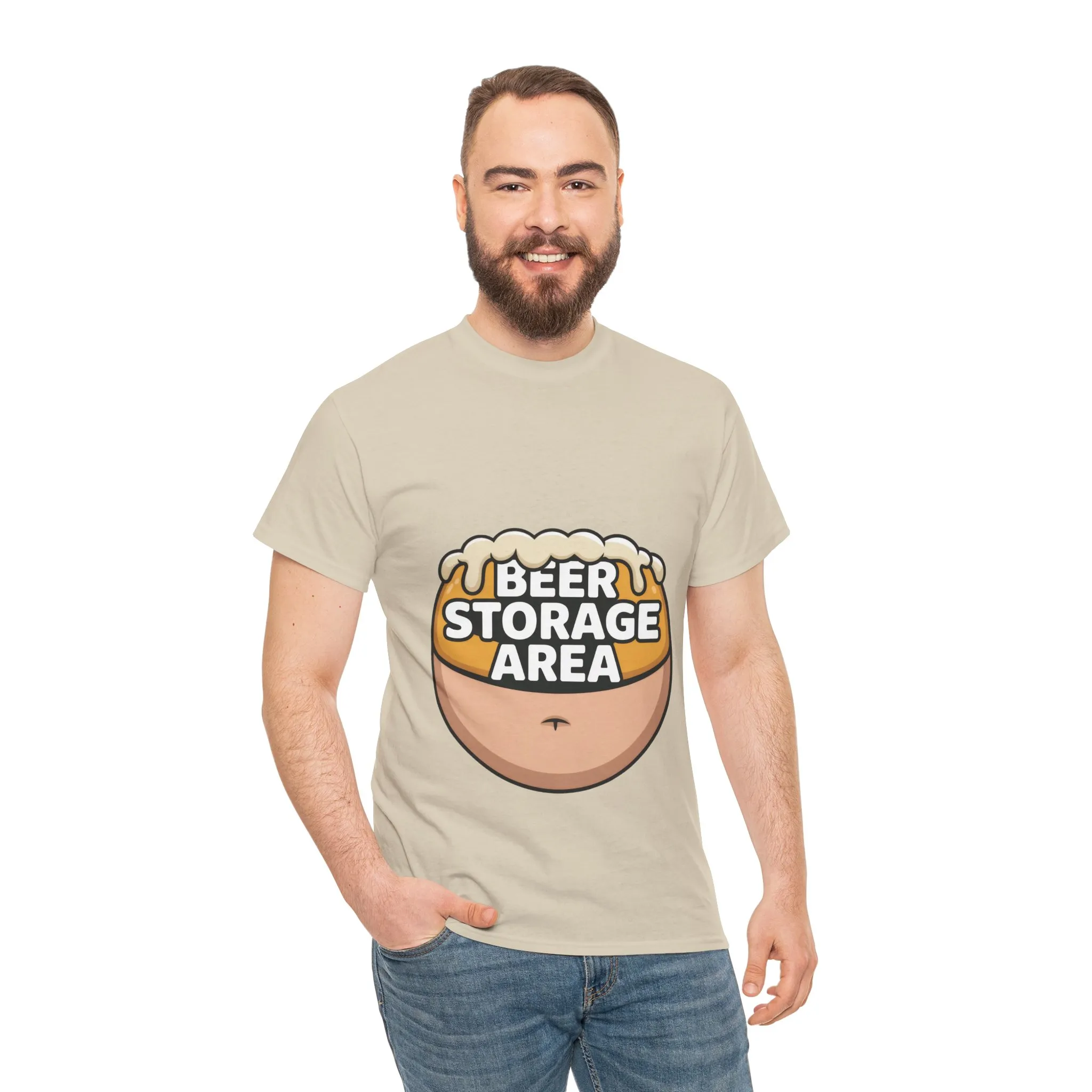 Funny Beer Belly T-Shirt, Beer Storage Area Graphic Tee for Men, Dad Bod Humor Shirt, Beer Lovers Gift, Drinking Gift, Party Apparel - Image 3