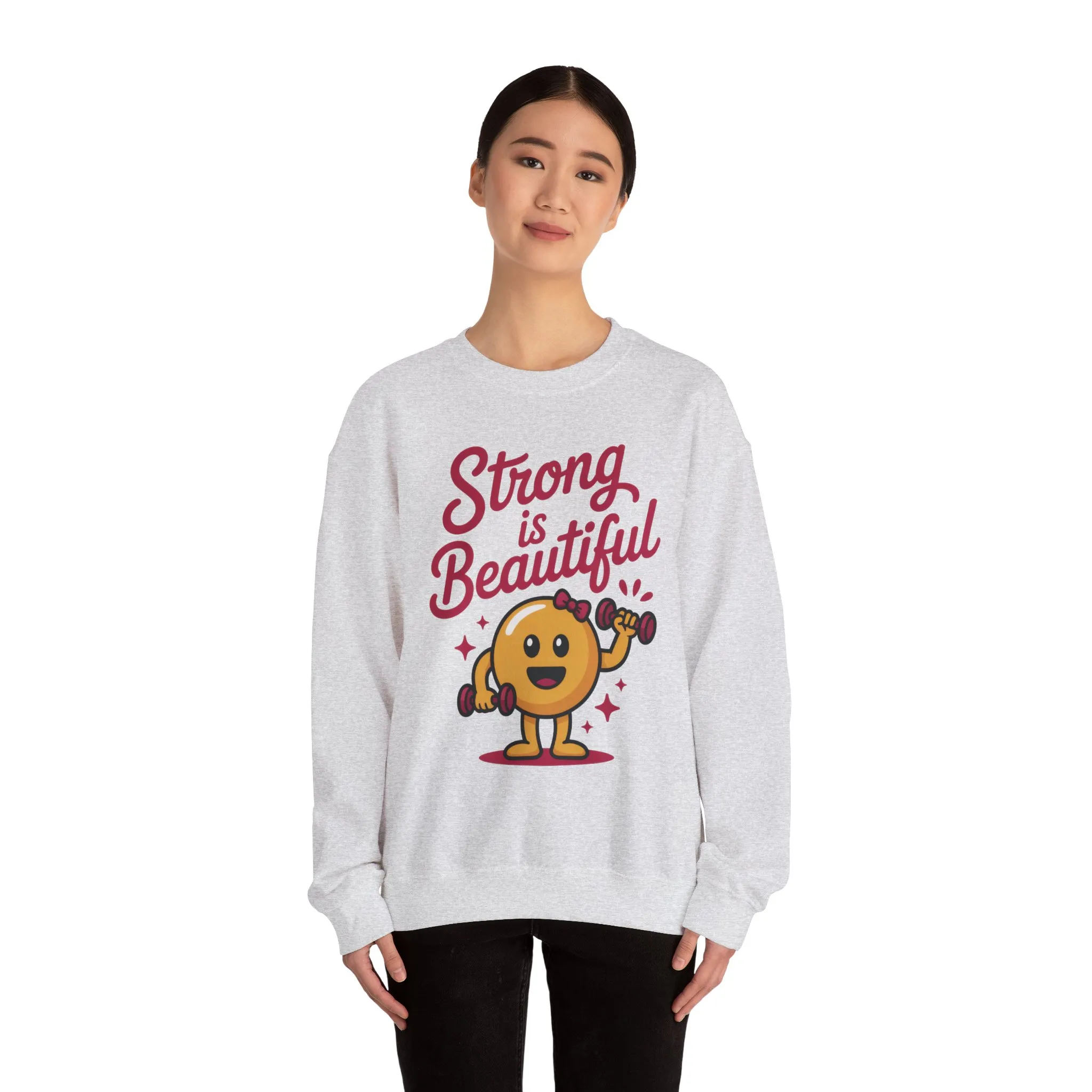 Strong is Beautiful Womens Crewneck Sweatshirt, Cute Fitness Graphic Pullover, Gym and Workout Motivation Sweater, Gift for Fitness Lovers - Image 5