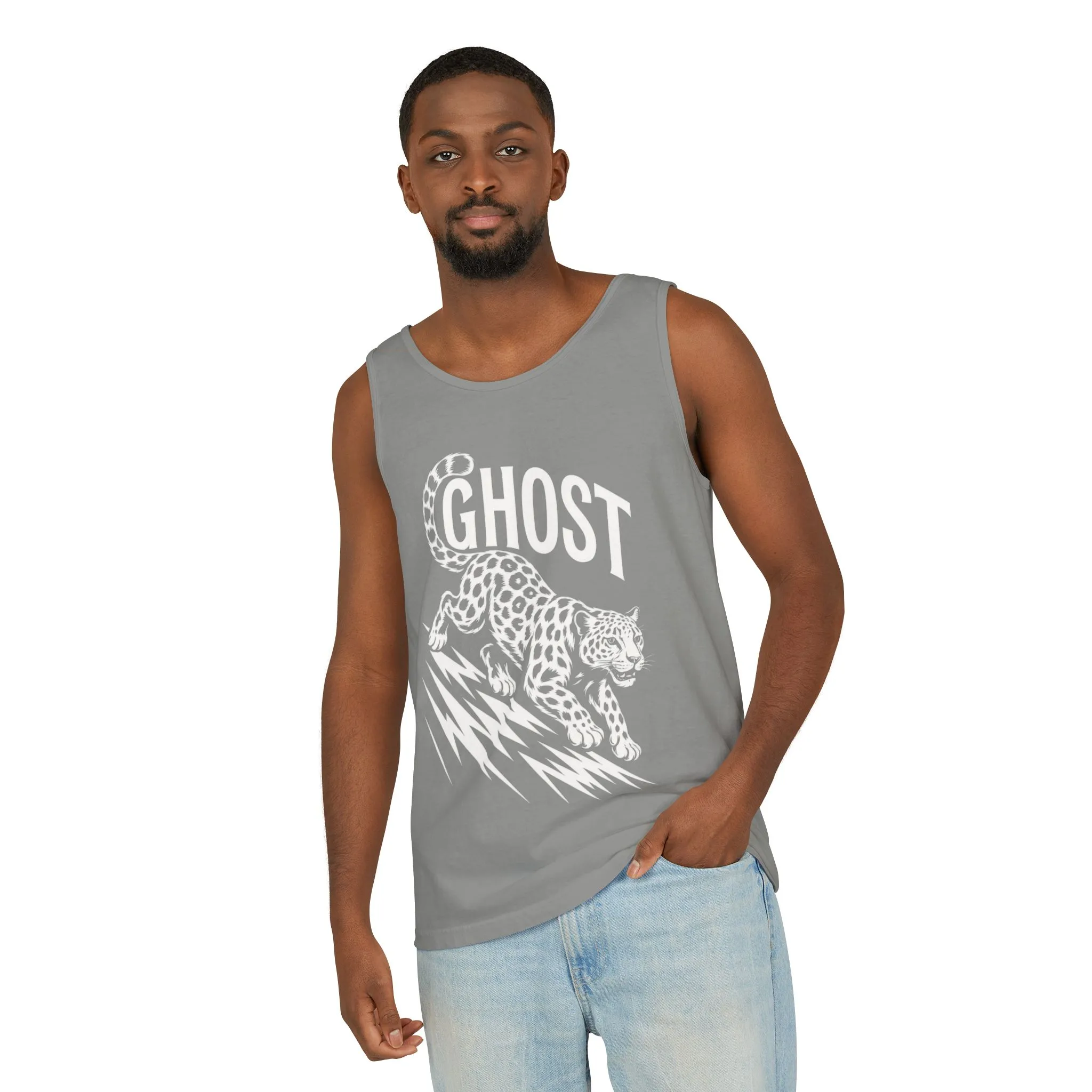 Ghost Leopard Mens Tank Top - Cool Graphic Shirt for Summer, Beach Days, Festivals, Gifts, Casual Wear - Image 12