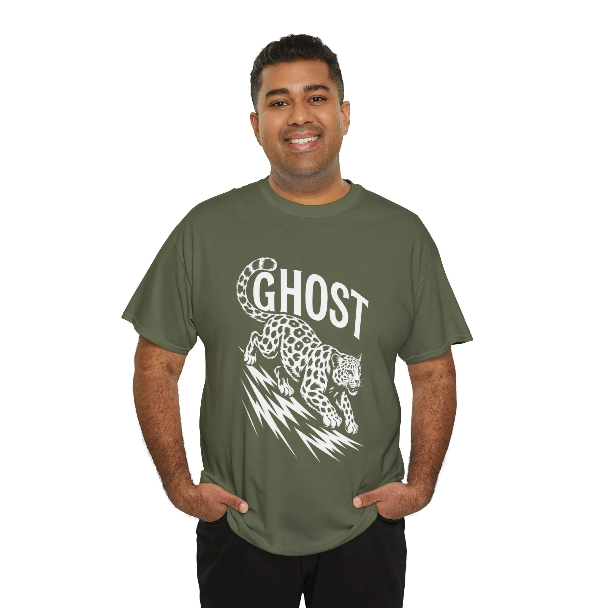 Ghost Leopard Graphic Tee, Mens T-Shirt, Casual Wear, Animal Print Top, Gift for Cat Lovers, Halloween Outfit - Image 6