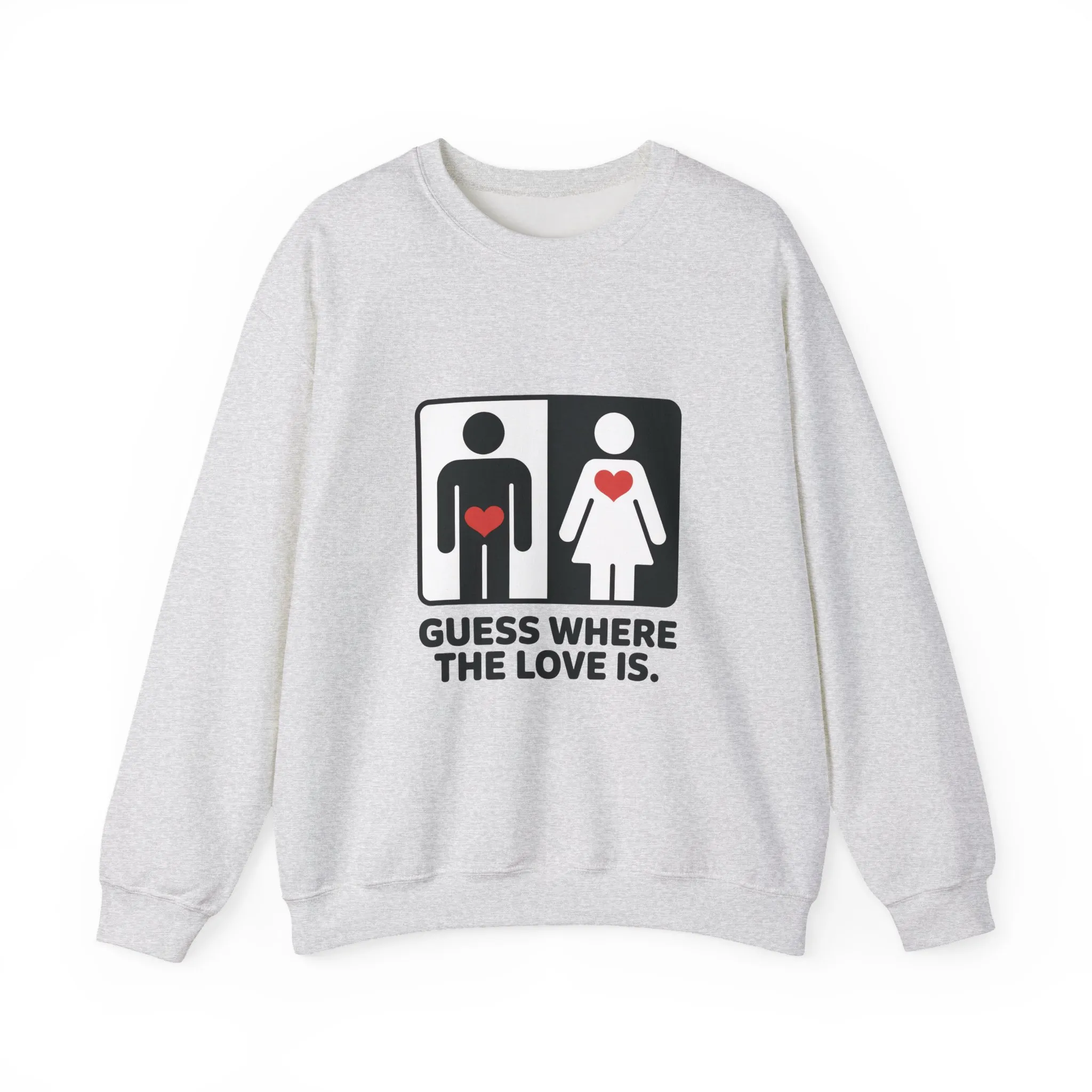 Guess Where the Love Is Mens Crewneck Sweatshirt, Cute Couples Gift, Love Themed Apparel, Valentine's Day Apparel, Relationship Sweatshirt - Image 2