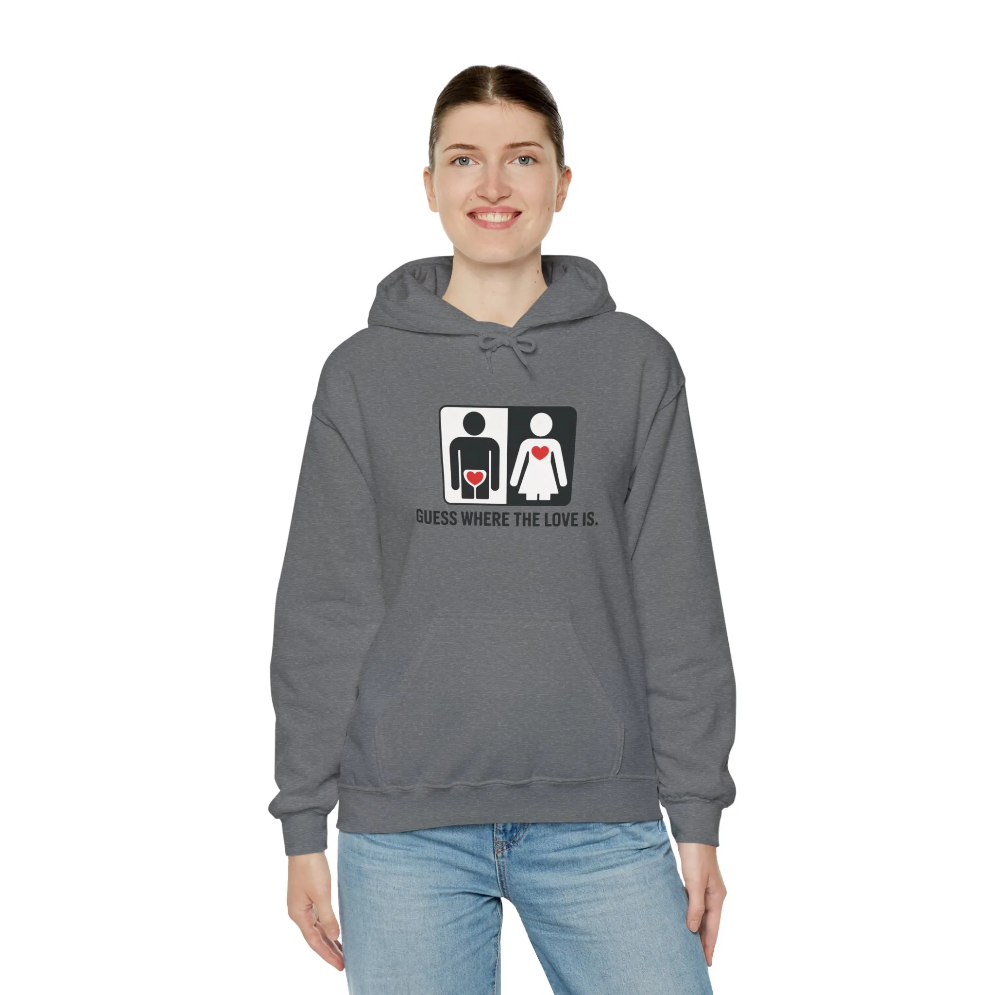 Guess Where the Love Is Hoodie, Cute Couples Hoodie, Valentines Day Gift, Matching Outfits, Witty Relationship Hoodie, Love Joke Graphic - Image 16