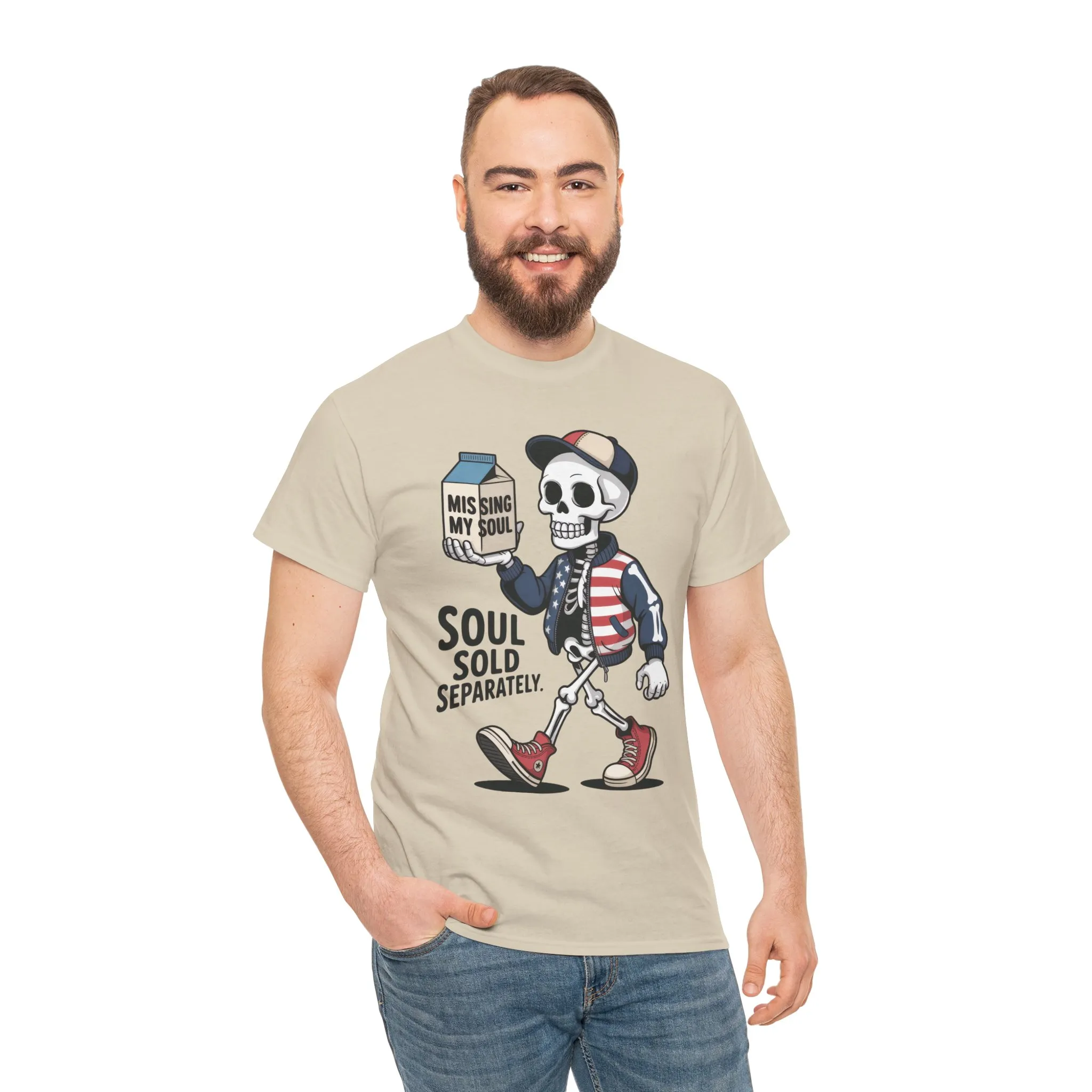 Funny Skeleton T-Shirt Soul Sold Separately Graphic Tee, Missing Soul Cartoon Shirt, Gothic Streetwear, Halloween Gift Tee - Image 5