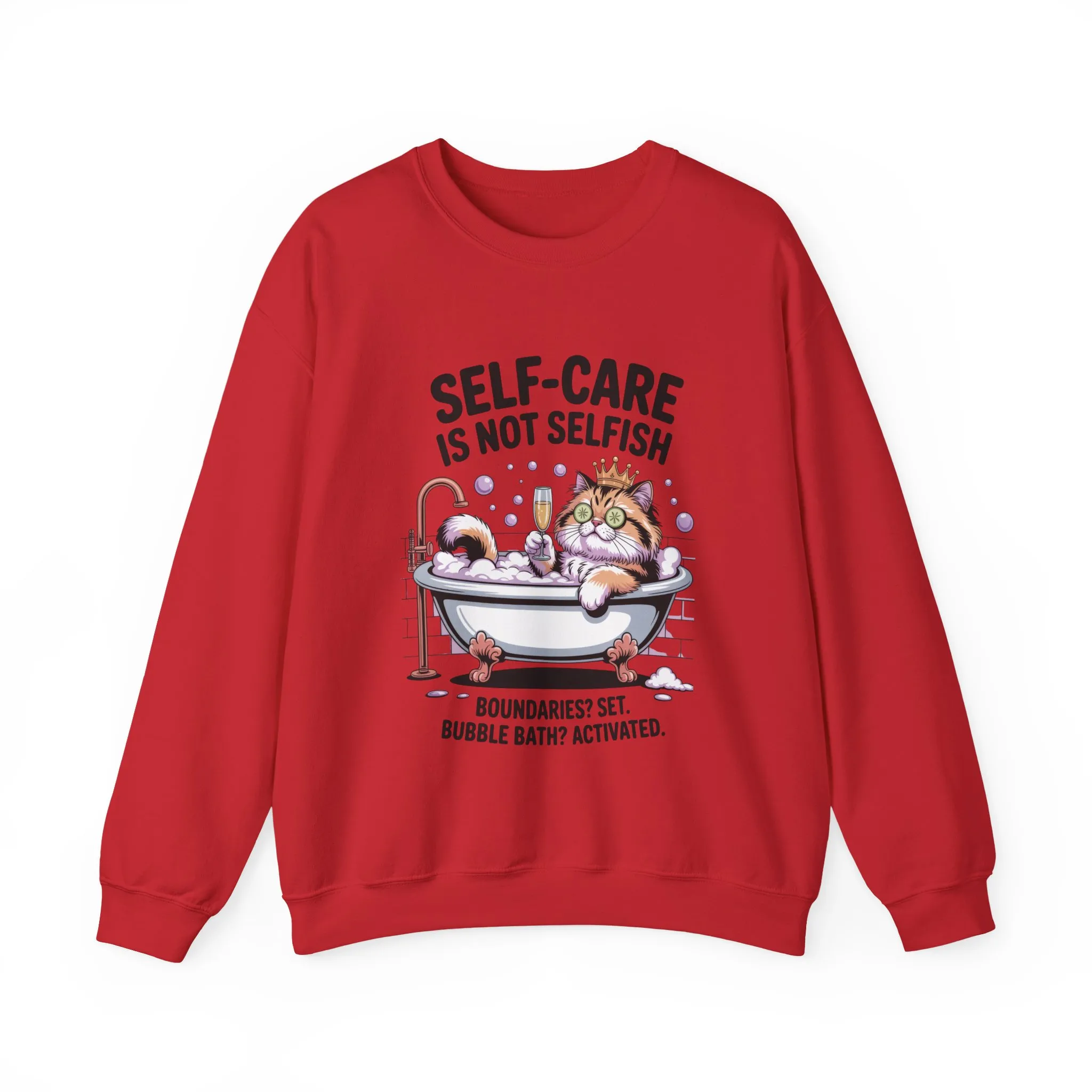 Womens Crewneck Sweatshirt, Self-Care Cat Shirt, Funny Cat Tee, Relaxing Kitty Graphic, Self Care Is Not Selfish Womens Sweatshirt - Image 28