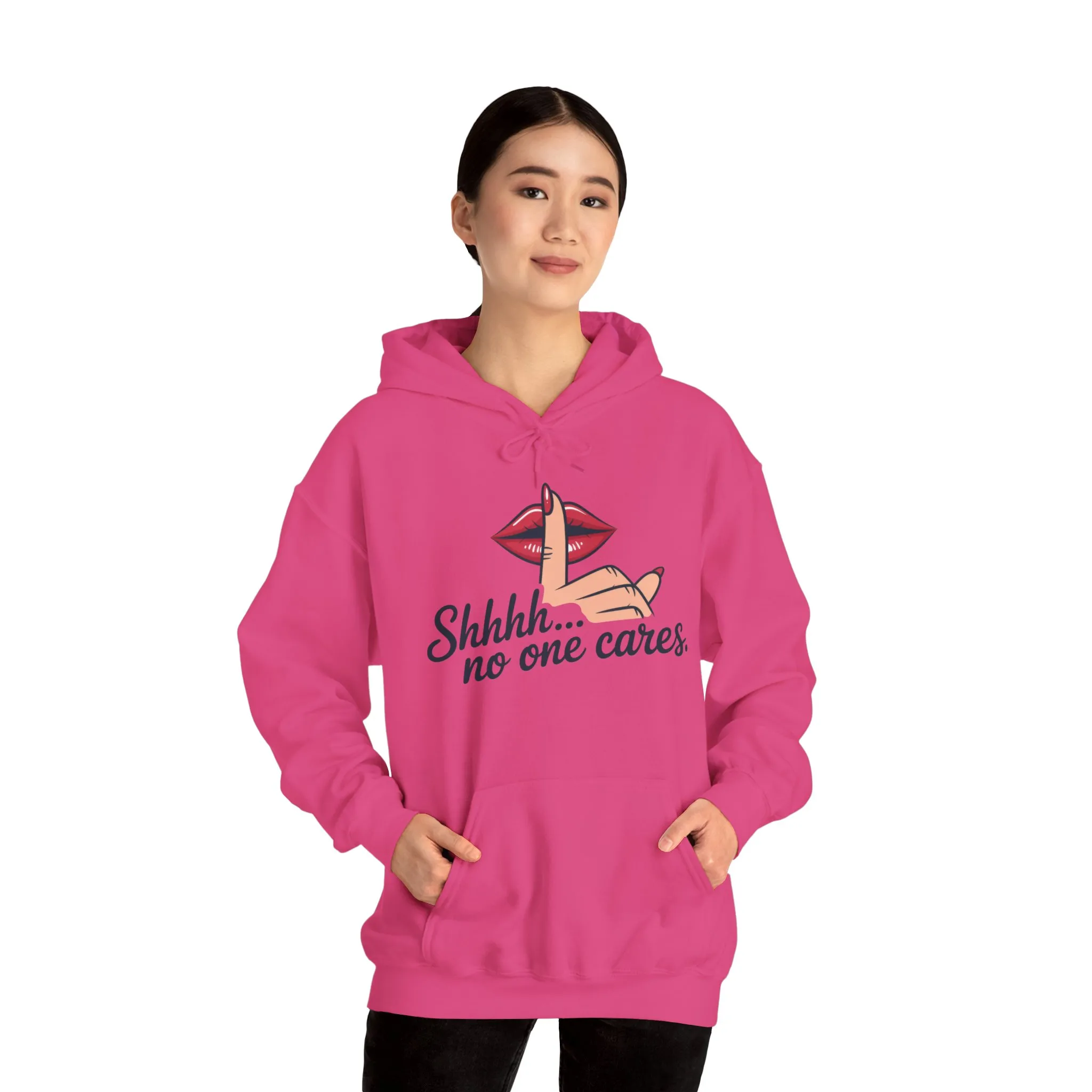Shhh... No One Cares Hoodie, Funny Sweatshirt, Womens Pullover, Casual Wear, Gift for Friends, Cozy Outfit - Image 35