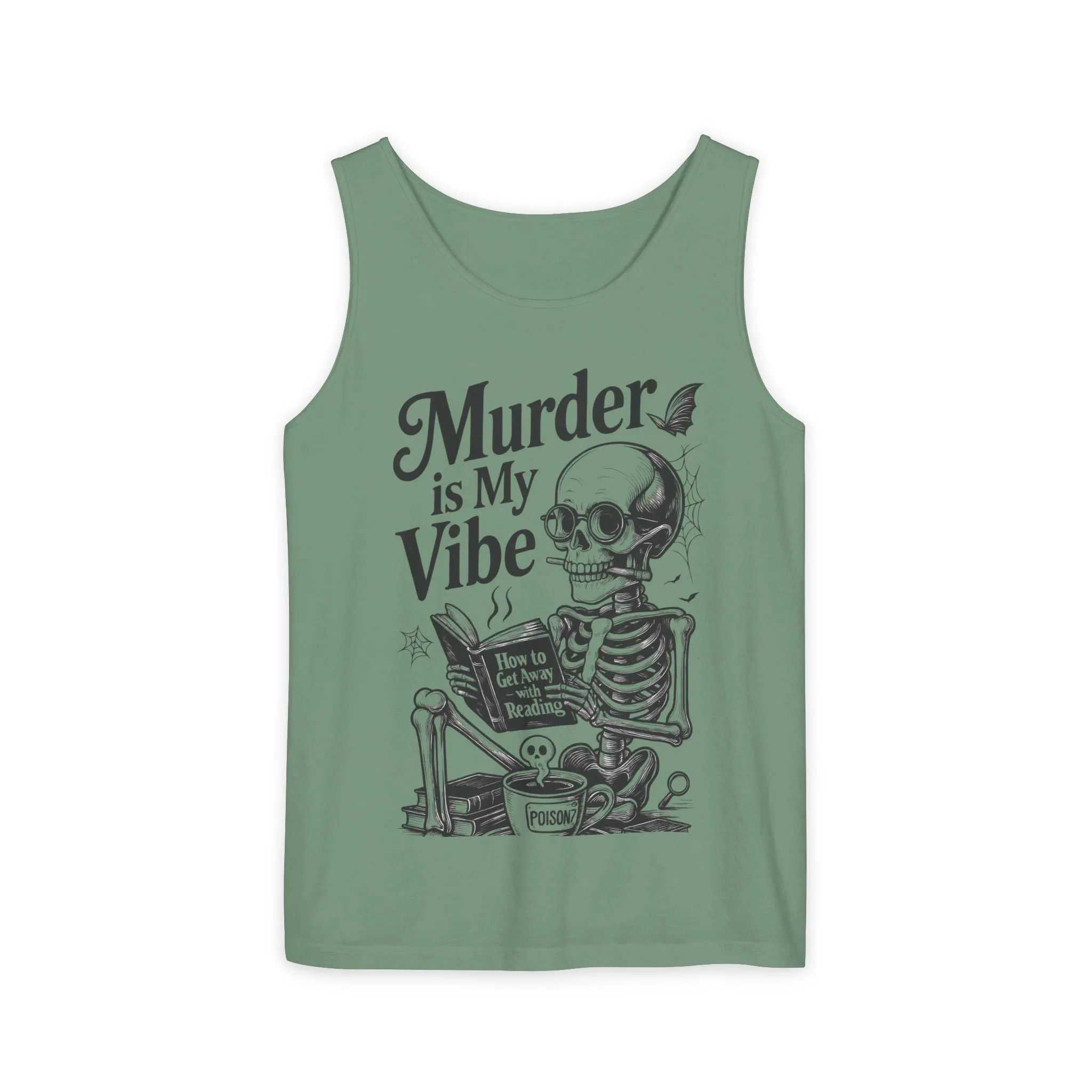 Murder Is My Vibe Tank Top, Womens Goth Tank, Halloween Clothing, Skeleton Graphic Tee, Cozy Casual Wear, Quirky Gift Idea - Image 5