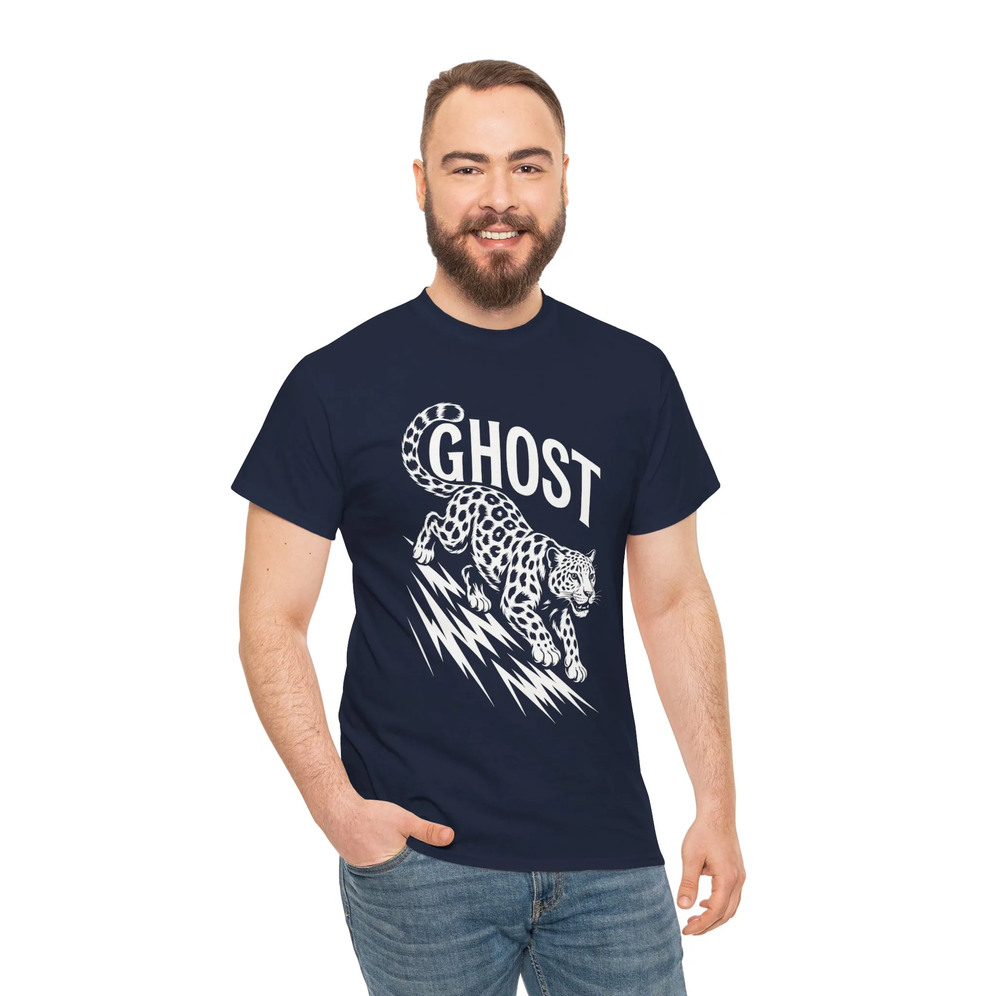 Ghost Leopard Graphic Tee, Mens T-Shirt, Casual Wear, Animal Print Top, Gift for Cat Lovers, Halloween Outfit - Image 23