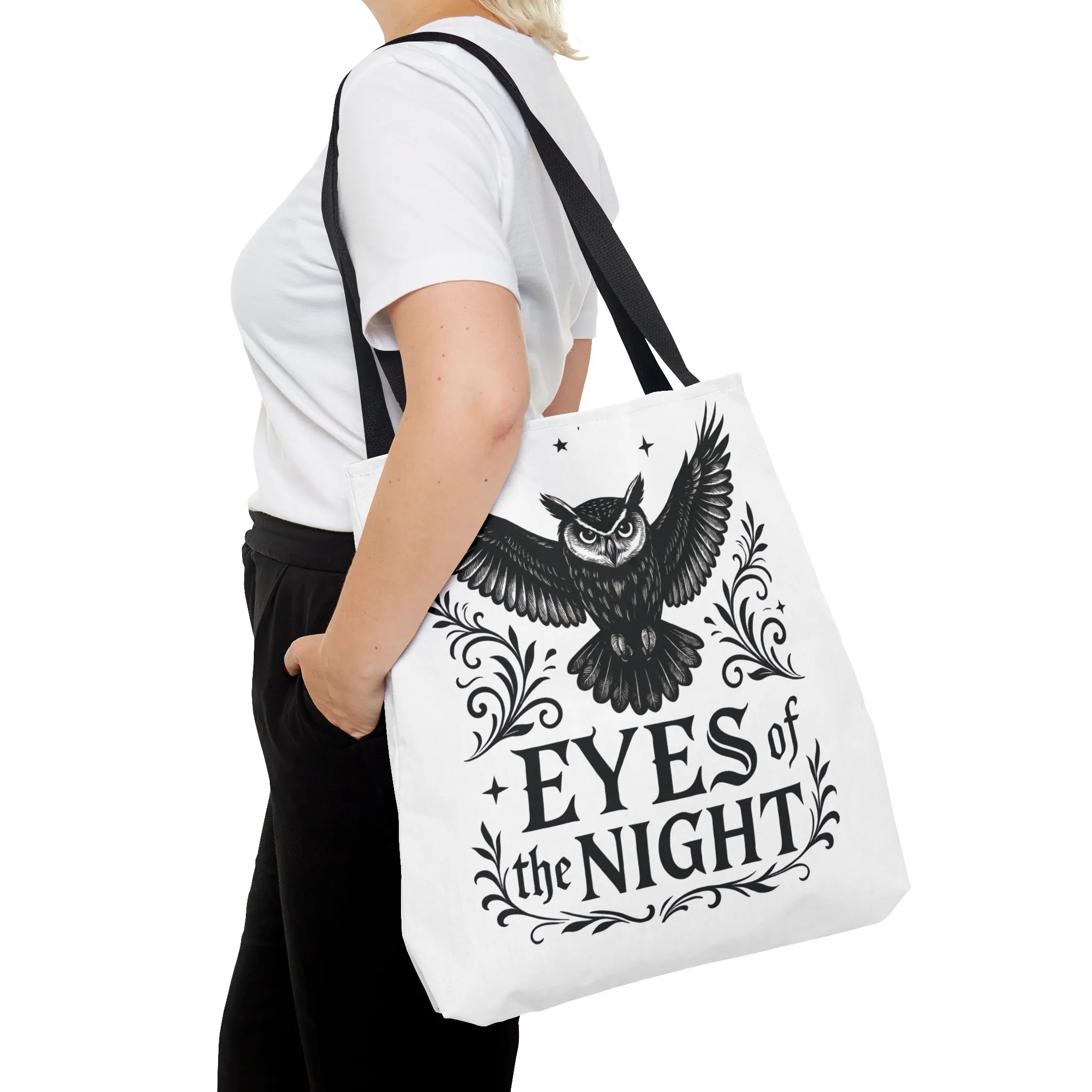 Eyes of the Night Owl Tote Bag, Artsy Shopping Bag, Eco-Friendly Carryall, Unique Gift for Animal Lovers, Halloween Decor, Beach Tote - Image 4