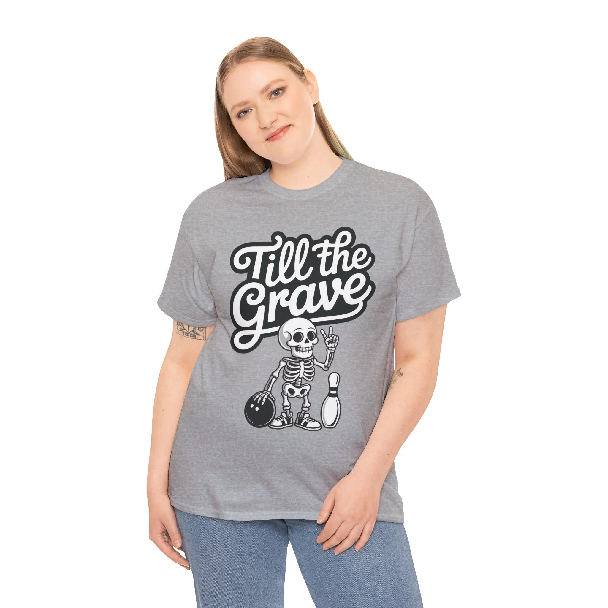 Funny Skeleton Bowling Womens Tee, Till the Grave, Funny Shirt, Halloween Gift, Skull Graphic, Casual Wear, Sporty Style - Image 6