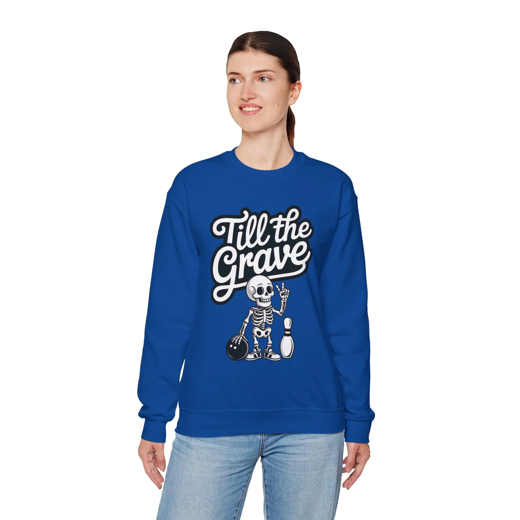 Funny Skeleton Bowling Sweatshirt, Womens Crewneck, Halloween Gift, Casual Wear, Till the Grave Sweatshirt, Bowling Lover Apparel - Image 18