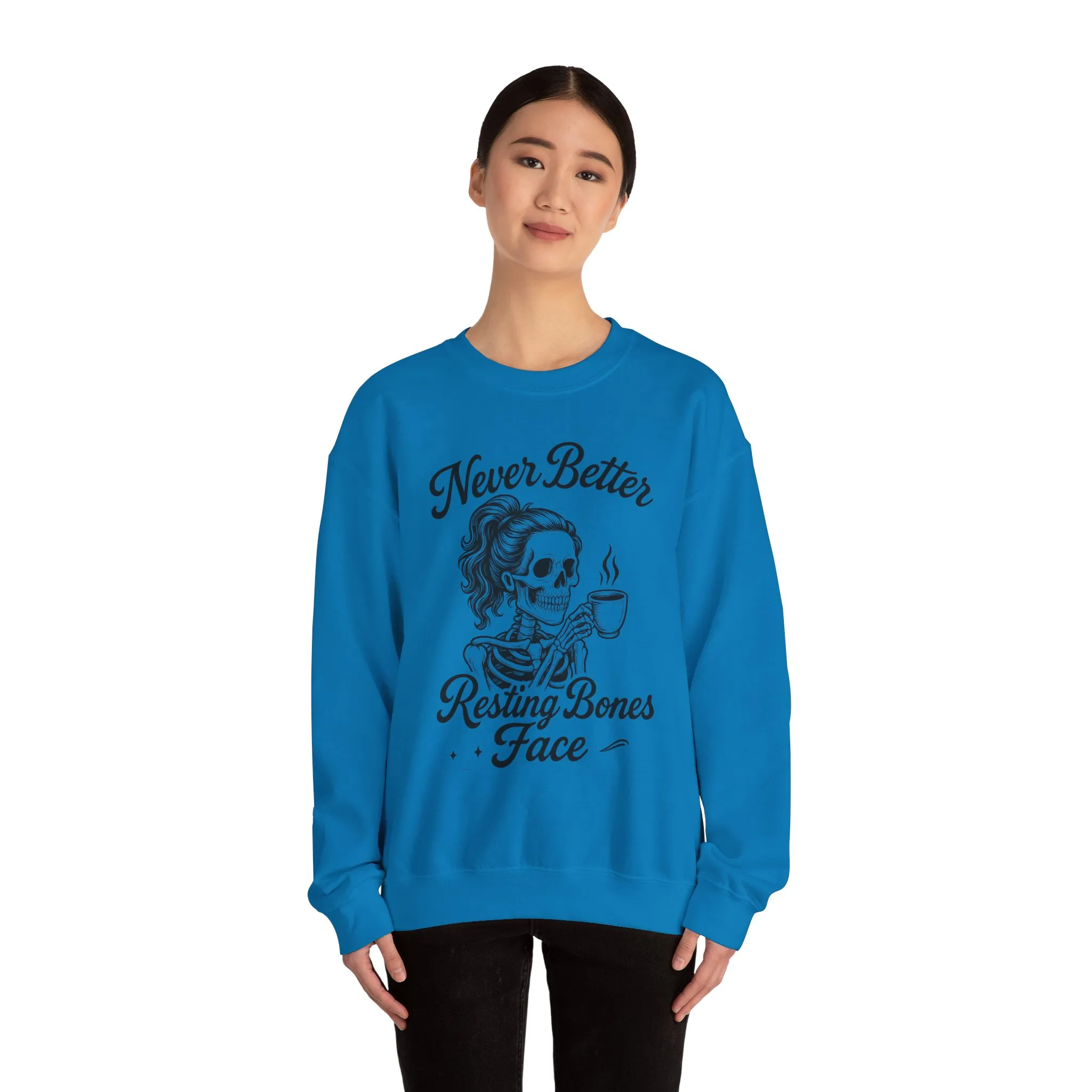 Skull Coffee Lovers Crewneck Sweatshirt, Womens, Perfect for Halloween, Cozy Outfit, Gift for Friends, Relaxing Days, Coffee Enthusiasts - Image 20