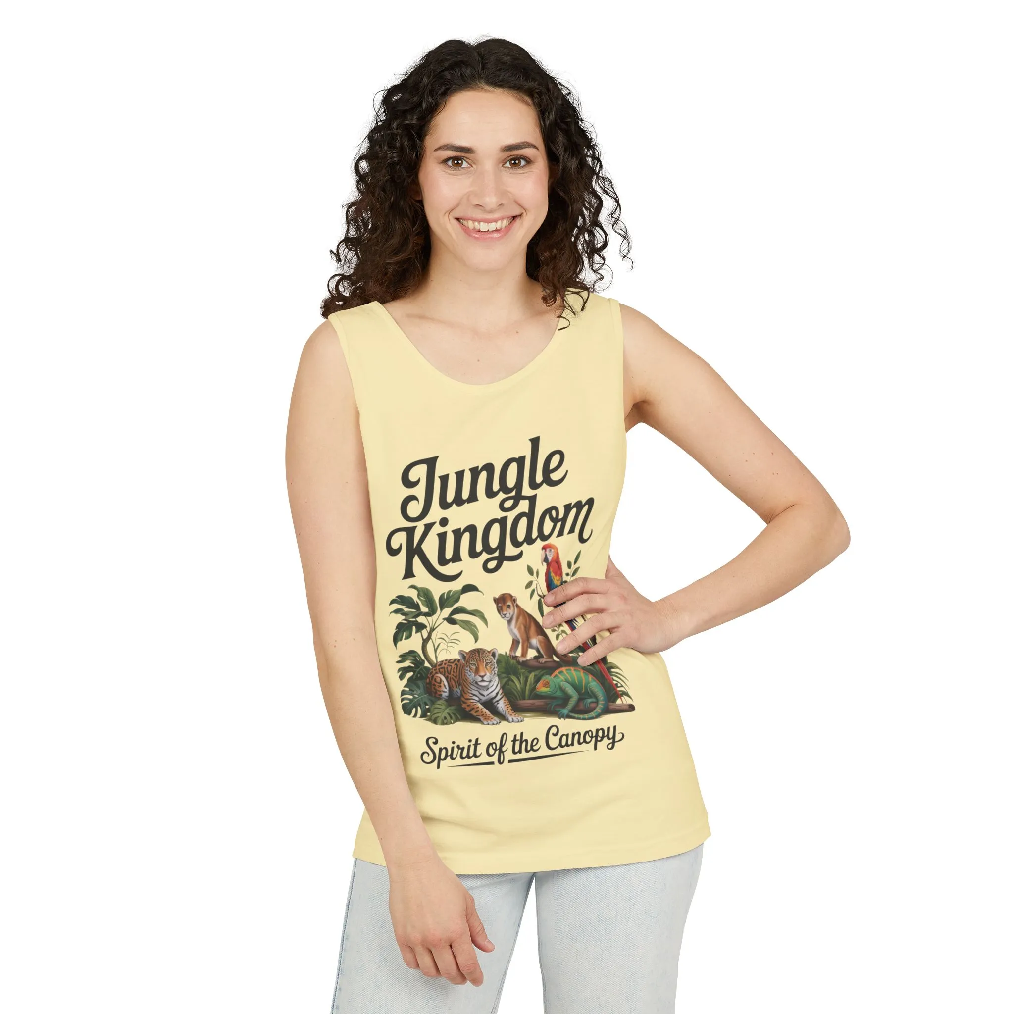 Jungle Kingdom Tank Top, Womens Garment-Dyed Sleeveless Shirt, Spirit of the Canopy Tee, Summer Outfit, Eco-Friendly Casual Wear - Image 24