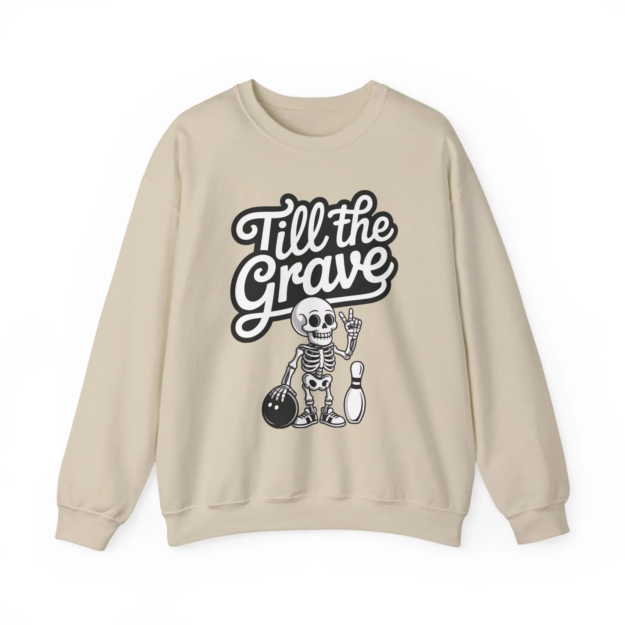 Funny Skeleton Bowling Mens Pullover, Halloween Apparel, Funny Skeleton Bowling Shirt, Casual Mens Crewneck, Cool Bowler Skull Crewneck - Image 4