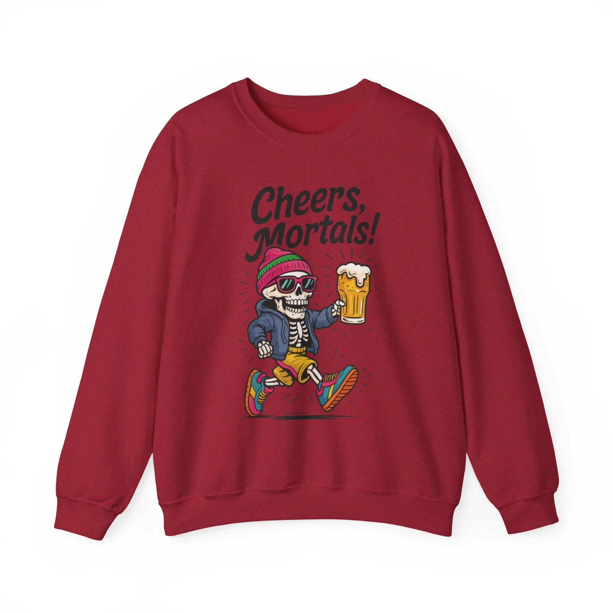 Cheers Mortals! Mens Crewneck Sweatshirt, Skeleton Beer Pullover with Hood, Drinking Humor Sweatshirt, Party Gift for Him, Halloween Apparel - Image 31