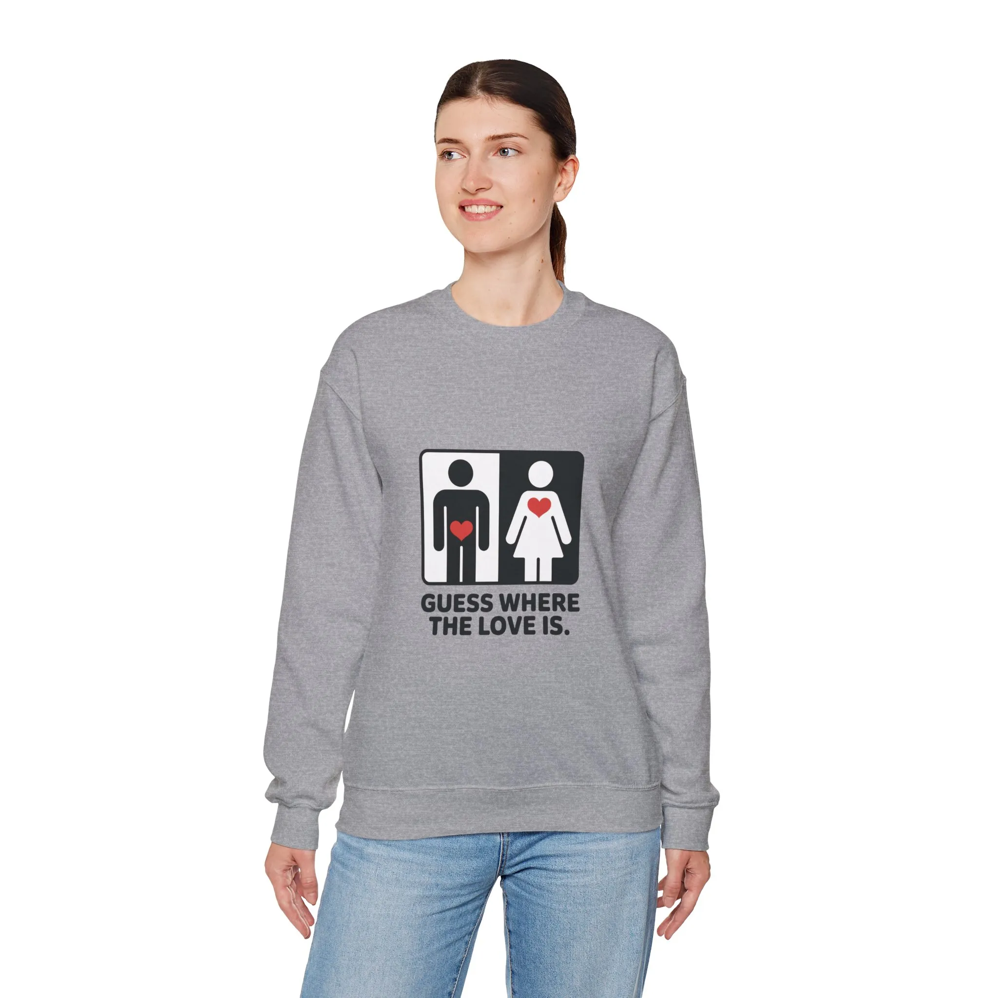 GuesWhere the Love Is Womens Sweatshirt, Couples Gift, Valentines Day Apparel, Matching Sweatshirt, Relationship Sweatshirt, Love Joke Graphic - Image 9