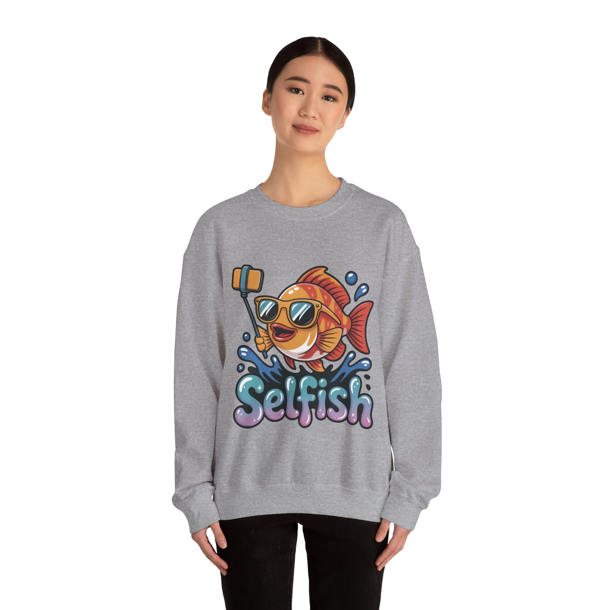 Selfish Womens Sweatshirt, Funny Selfie Pullover, Cute Ocean Pun Sweater, Playful Sea Life Gift, Fun Gift for Fish Lovers, Fishing Apparel - Image 11