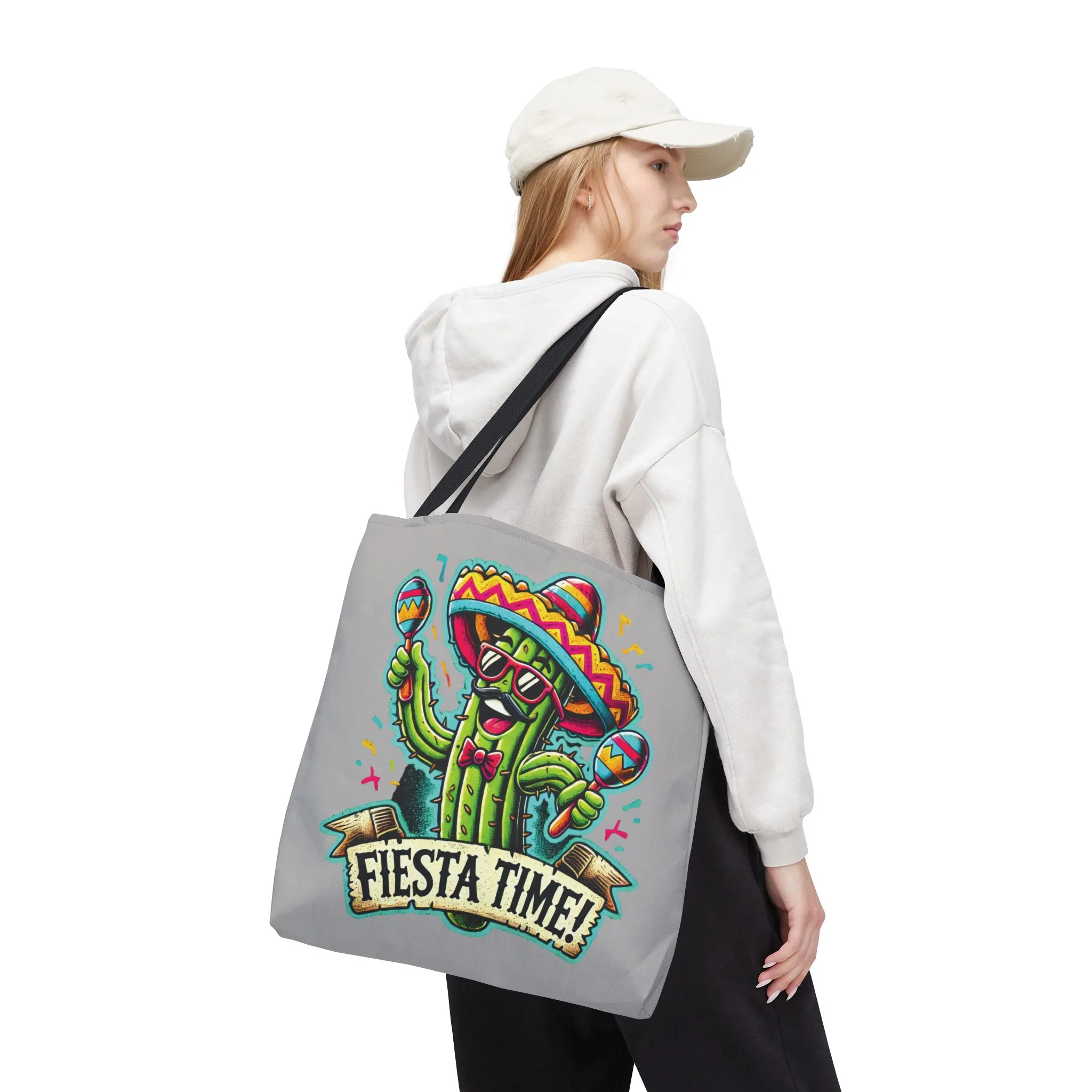 Fiesta Time Cactus Tote Bag, Funny Mexican Party Gift, Sombrero Maracas Print, Cinco de Mayo Bag, Summer Festival Tote, Beach Bag, Shopping - Image 5