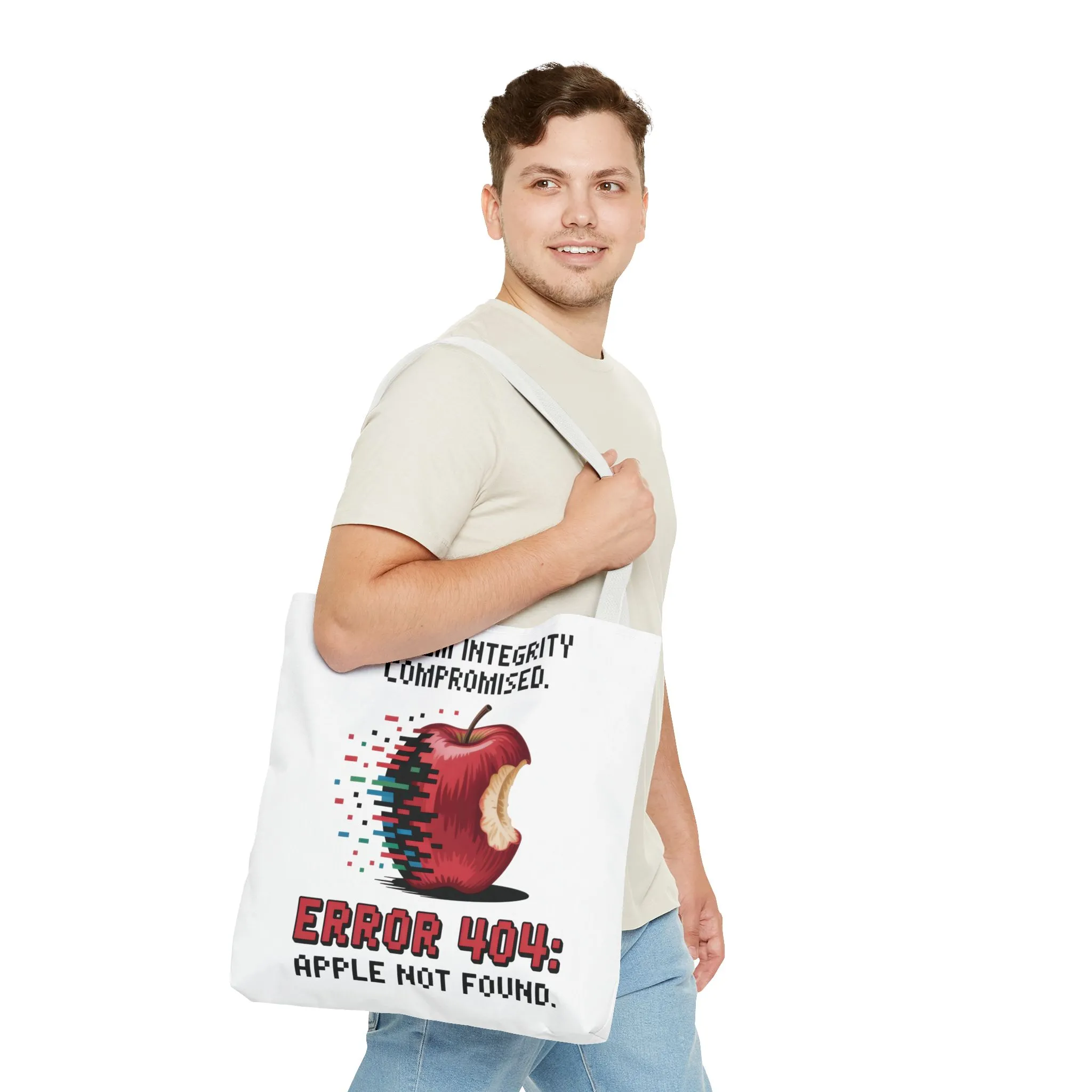 Error 404 Apple Tote Bag, Geek Tote, Funny Shopping Bag, Gift for Tech Lovers, Apple Lovers Tote, Digital Design Bag, Weekender Bag, Beach Bag, Large Canvas Bag - Image 43