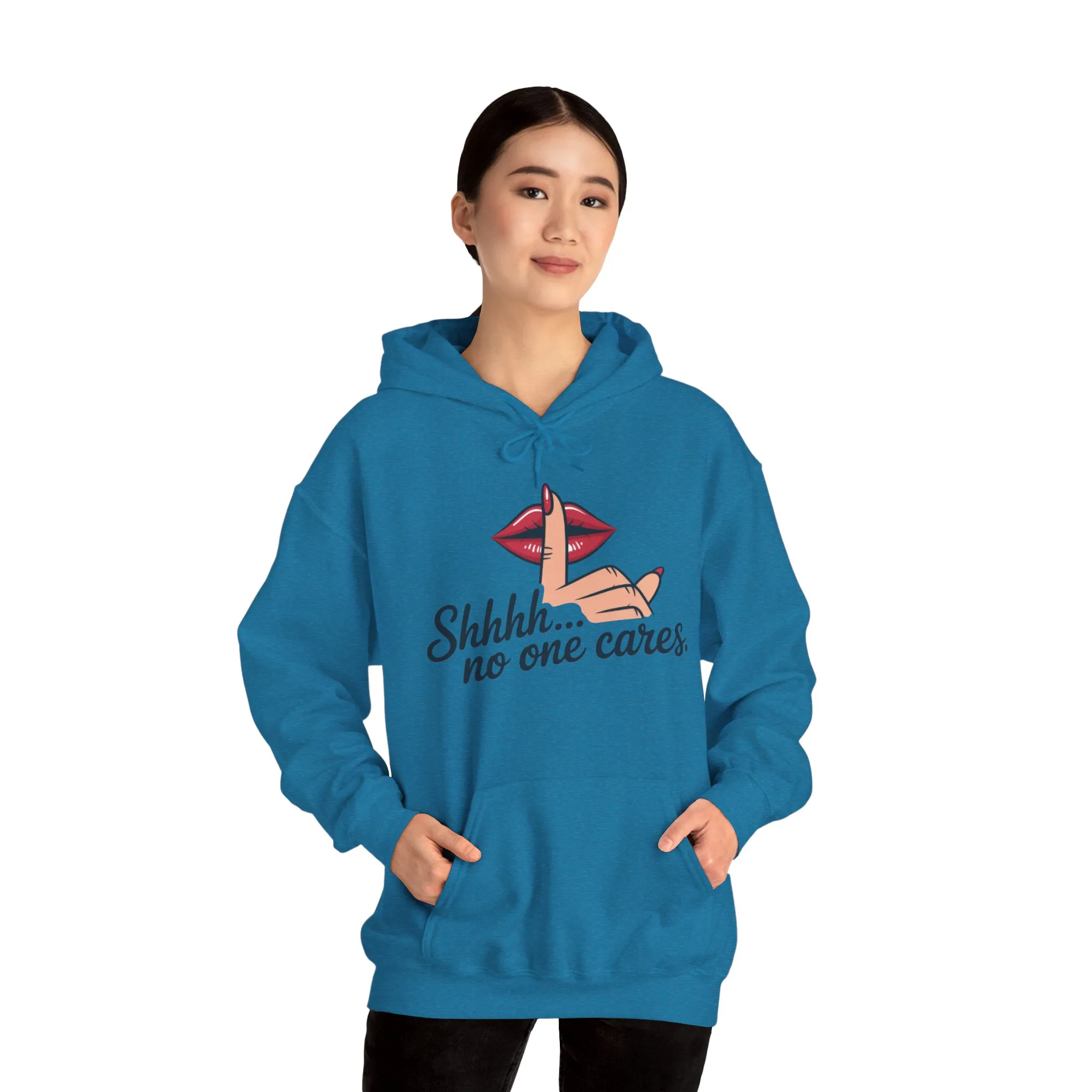 Shhh... No One Cares Hoodie, Funny Sweatshirt, Womens Pullover, Casual Wear, Gift for Friends, Cozy Outfit - Image 43