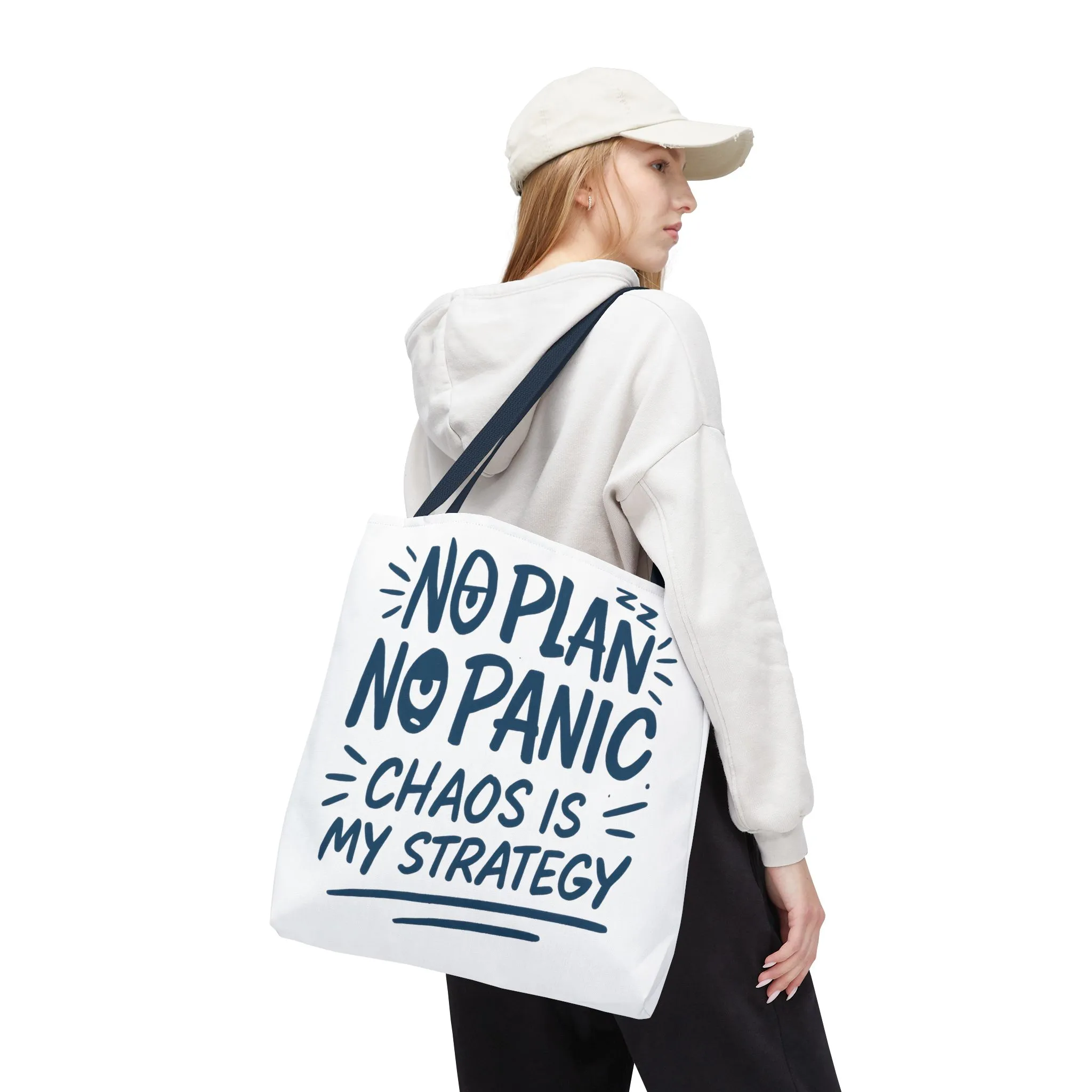Funny Quote Tote Bag, Reusable Grocery Bag, Gift for Students, Beach Tote, Everyday Tote, Chaos Strategy Bag, Unique Shopping Bag - Image 5