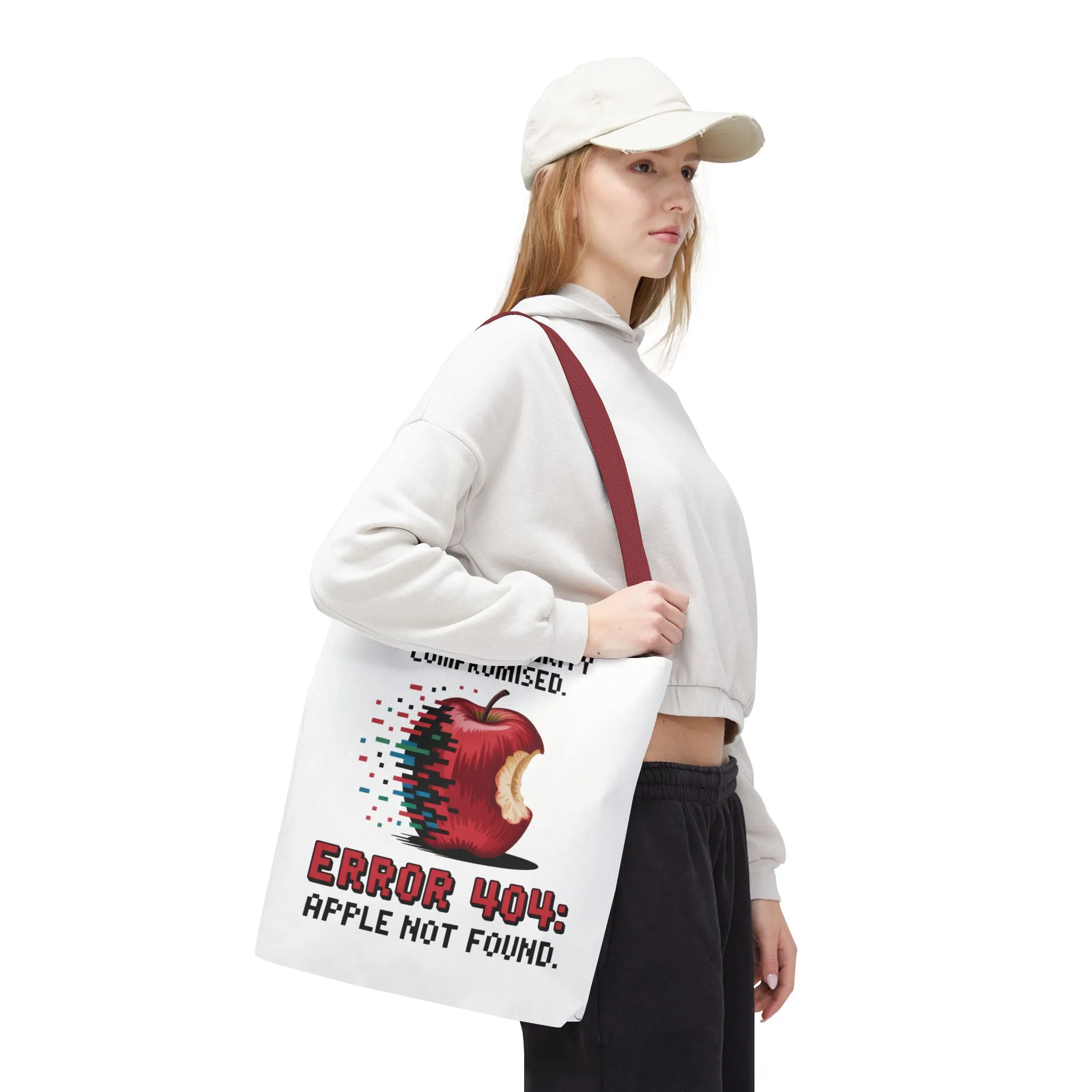 Error 404 Apple Tote Bag, Geek Tote, Funny Shopping Bag, Gift for Tech Lovers, Apple Lovers Tote, Digital Design Bag, Weekender Bag, Beach Bag, Large Canvas Bag - Image 30
