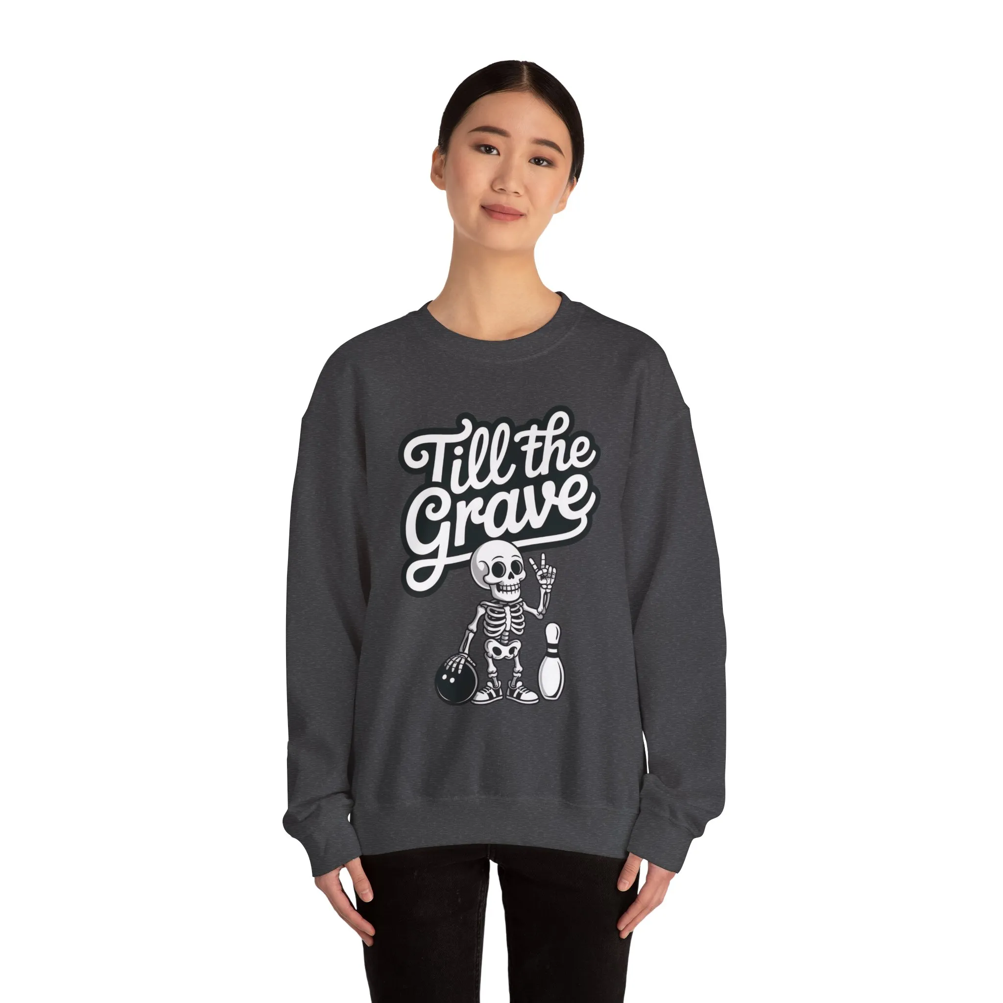 Funny Skeleton Bowling Sweatshirt, Womens Crewneck, Halloween Gift, Casual Wear, Till the Grave Sweatshirt, Bowling Lover Apparel - Image 11