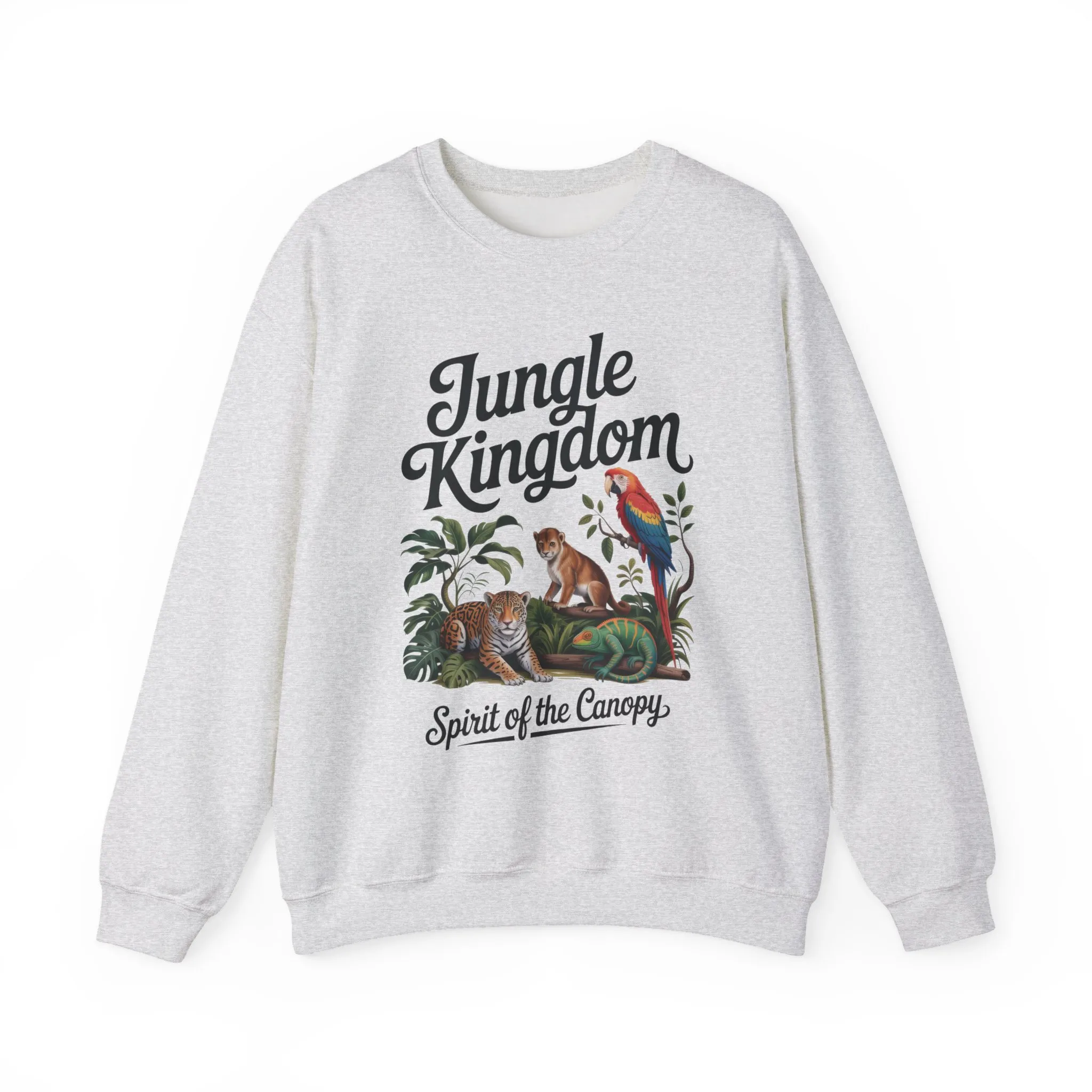Jungle Kingdom Mens Sweatshirt, Cozy Jungle Crewneck, Nature Lover Gift, Wildlife Artwork, Eco-Conscious Apparel, Animal Enthusiast Clothing - Image 4