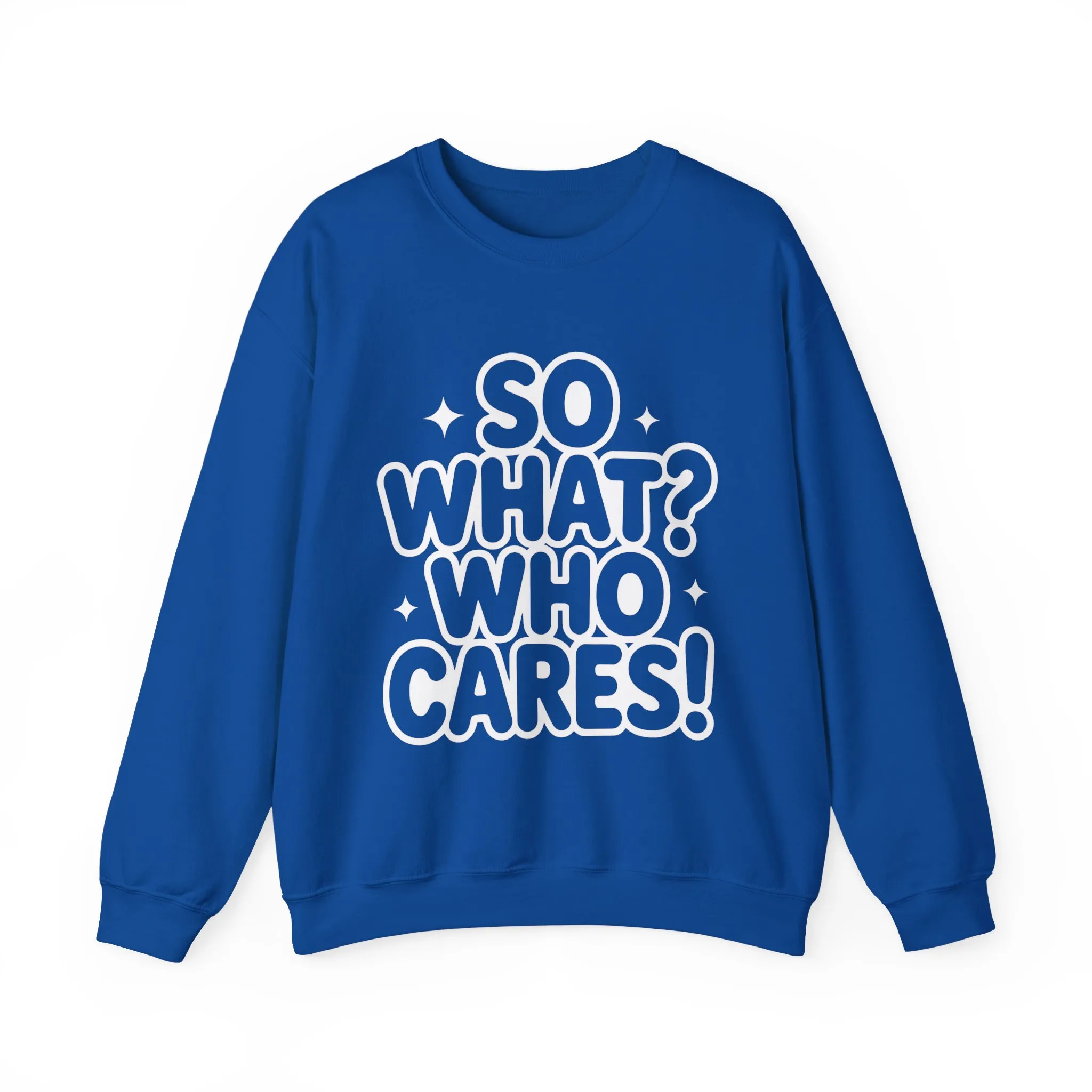 Trendy Womens Crewneck Sweatshirt with 'So What? Who Cares!' Print, Funny Typography Sweater, Sassy Graphic Sweater for Women - Image 13