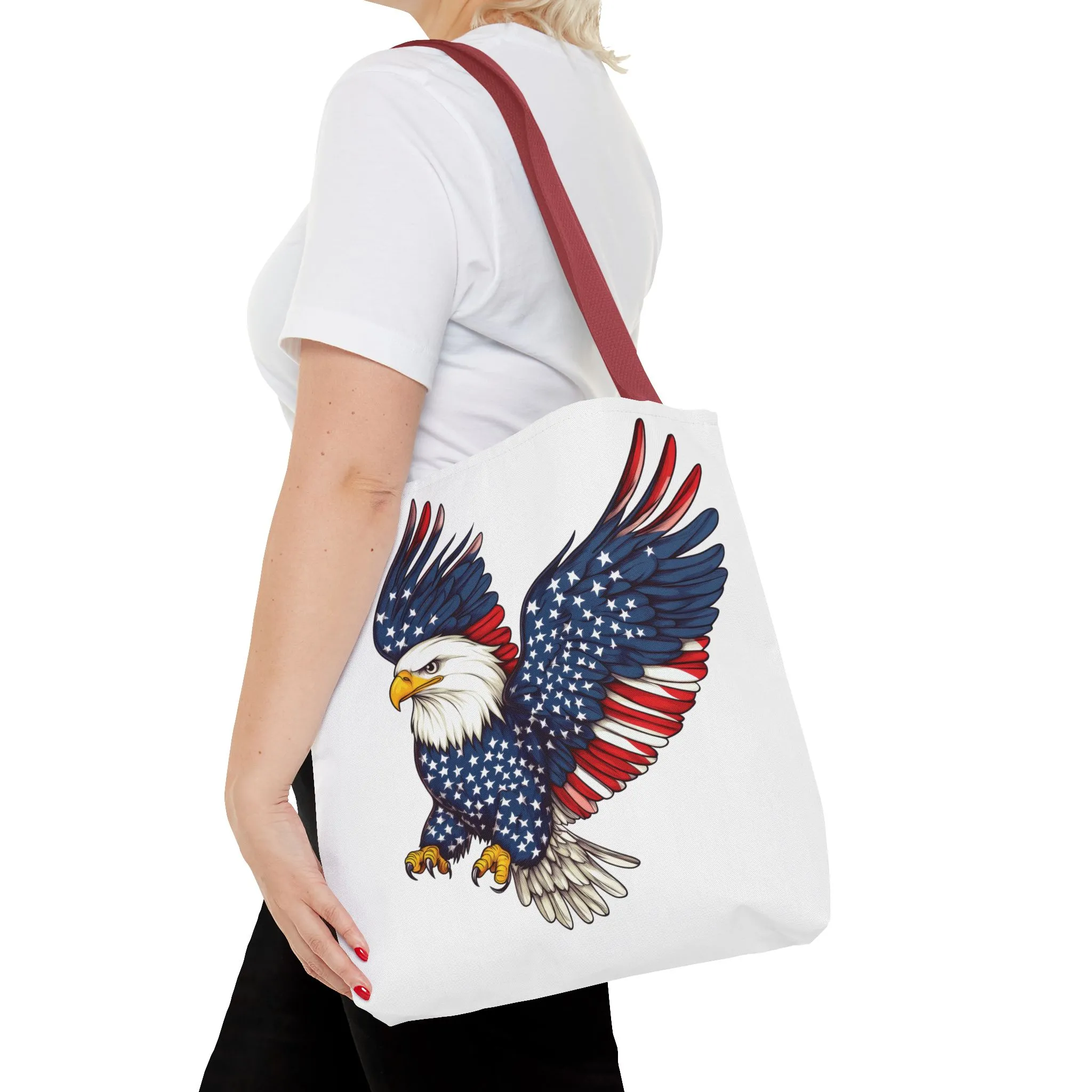 Patriotic Eagle Tote Bag, AOP, Perfect for July 4th, Festivals, Eco-Friendly Shopping, Gift for Nature Lovers, large canvas bag, beach bag - Image 12