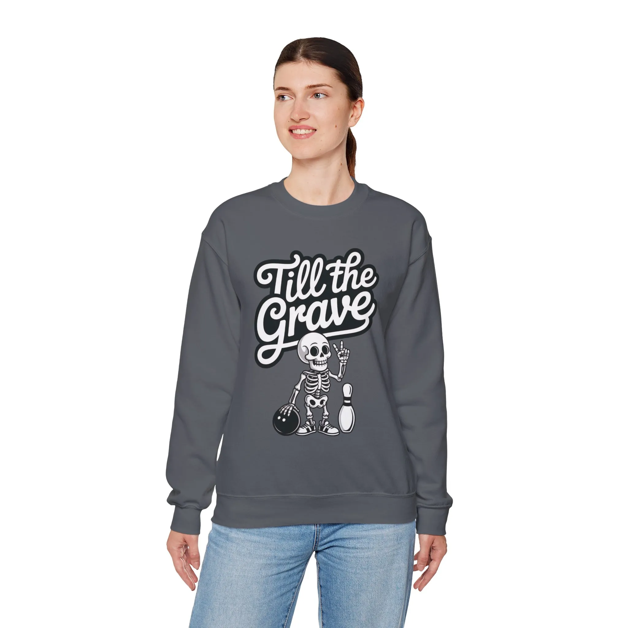 Funny Skeleton Bowling Sweatshirt, Womens Crewneck, Halloween Gift, Casual Wear, Till the Grave Sweatshirt, Bowling Lover Apparel - Image 39