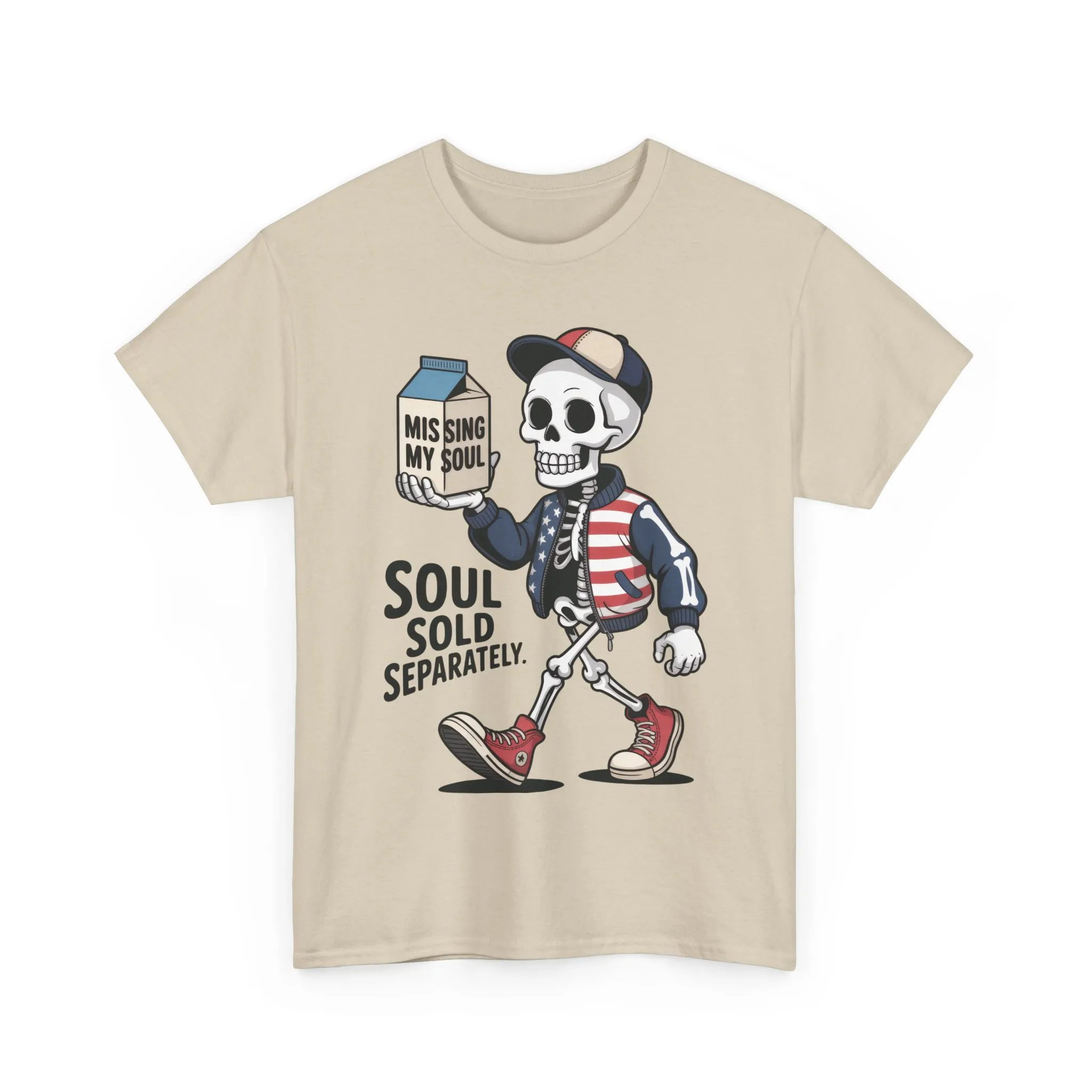 Funny Skeleton T-Shirt Soul Sold Separately Graphic Tee, Missing Soul Cartoon Shirt, Gothic Streetwear, Halloween Gift Tee - Image 4
