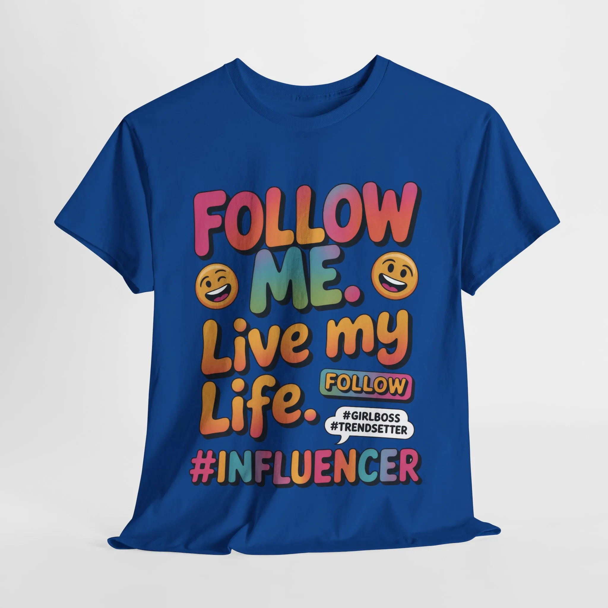 Womens Heavy Cotton Tee, Influencer Graphic Tee, Follow Me Live My Life Shirt, Colorful Trendy GirlBoss T-Shirt, Trendsetter Summer Wear - Image 22