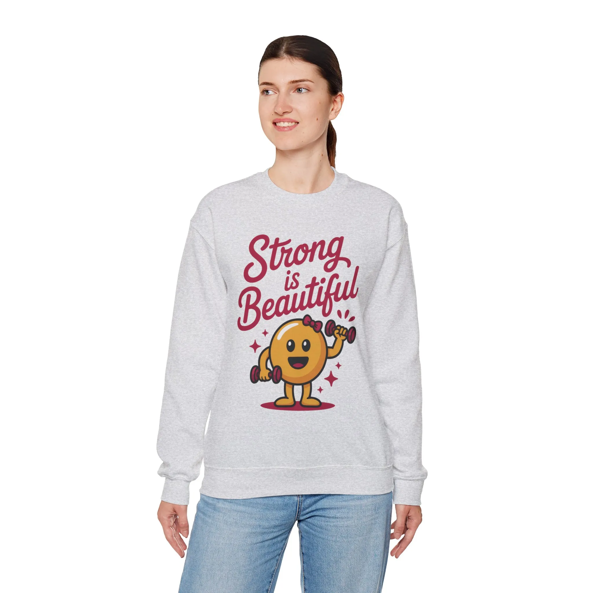Strong is Beautiful Womens Crewneck Sweatshirt, Cute Fitness Graphic Pullover, Gym and Workout Motivation Sweater, Gift for Fitness Lovers - Image 6