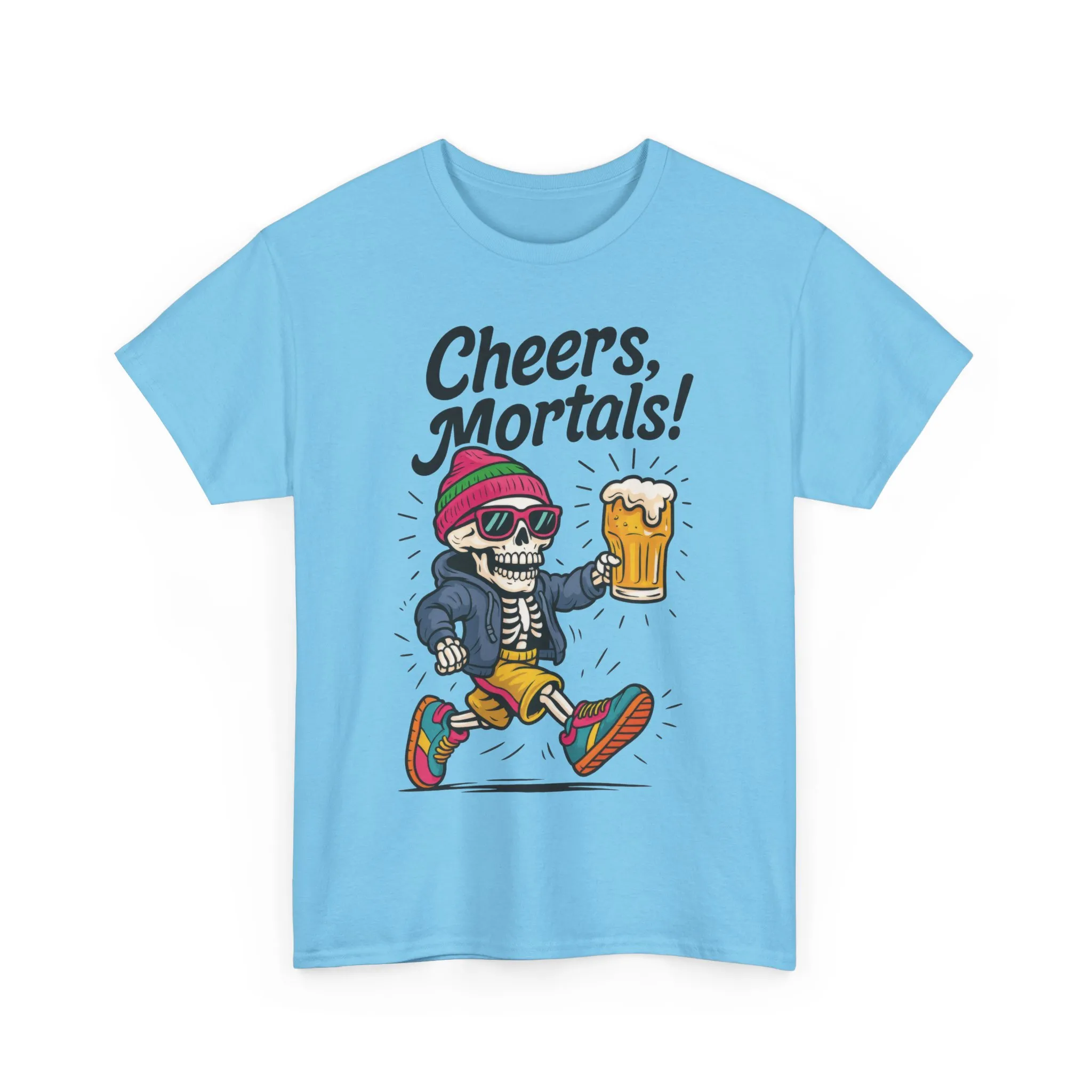Cheers, Mortals! Mens Tee, Funny Skeleton Beer Graphic Tee, Cool Drinking Humor Shirt, Party Gift for Him, Halloween Tee, Beer Lovers Gift - Image 17