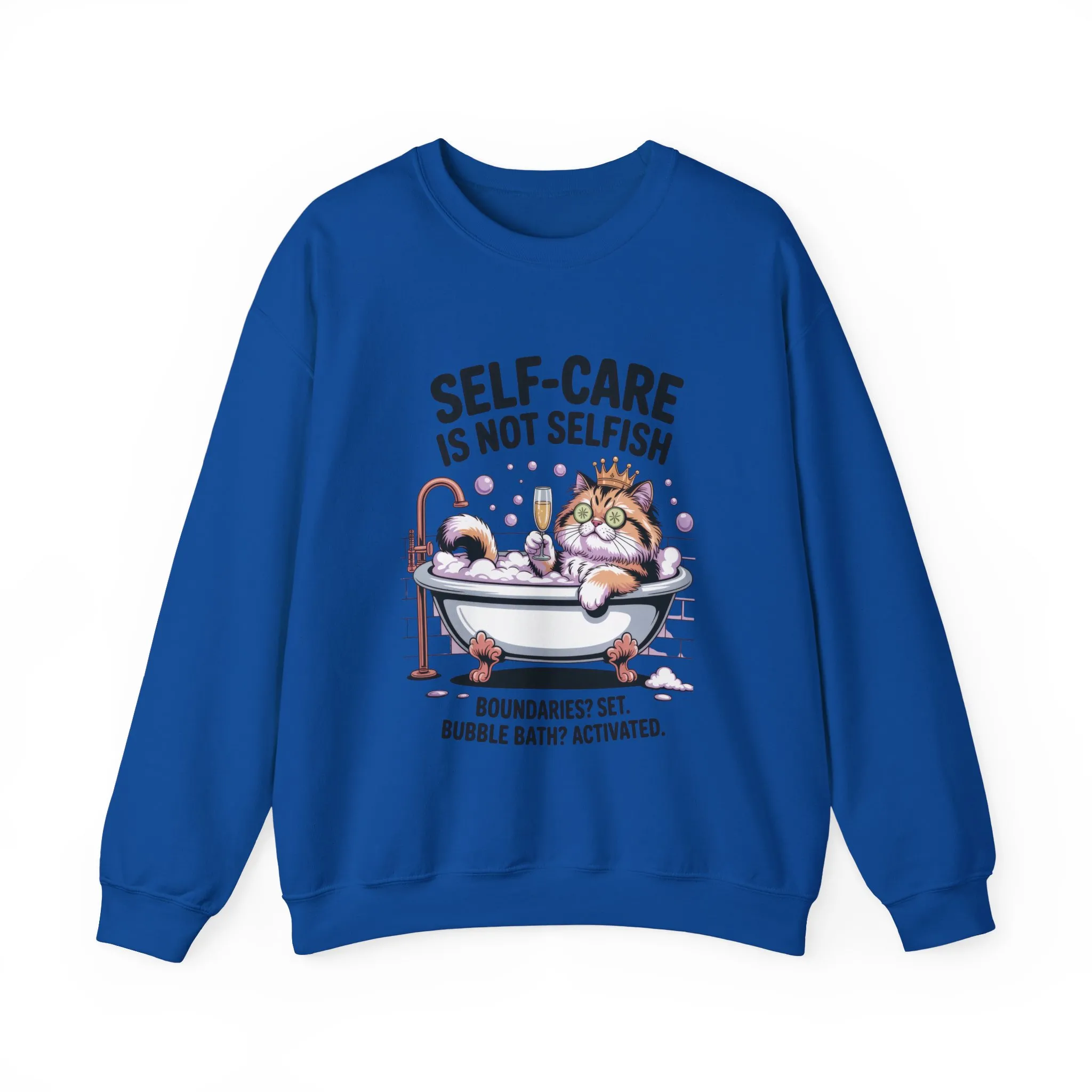 Womens Crewneck Sweatshirt, Self-Care Cat Shirt, Funny Cat Tee, Relaxing Kitty Graphic, Self Care Is Not Selfish Womens Sweatshirt - Image 19